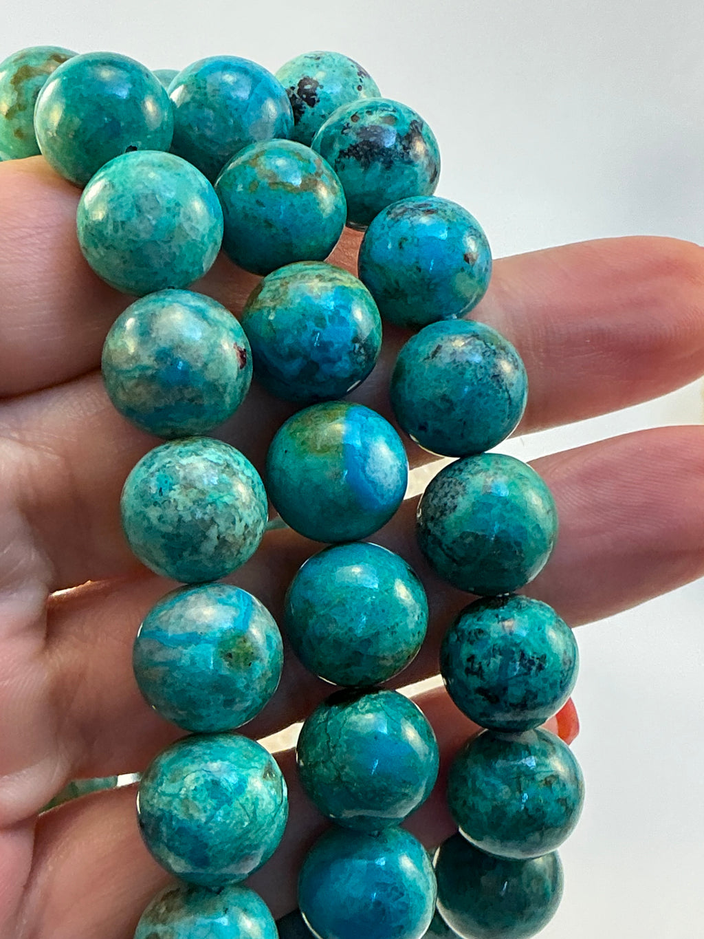 Turquoise Beaded Bracelet/ 12mm Turquoise Beaded Jewelry