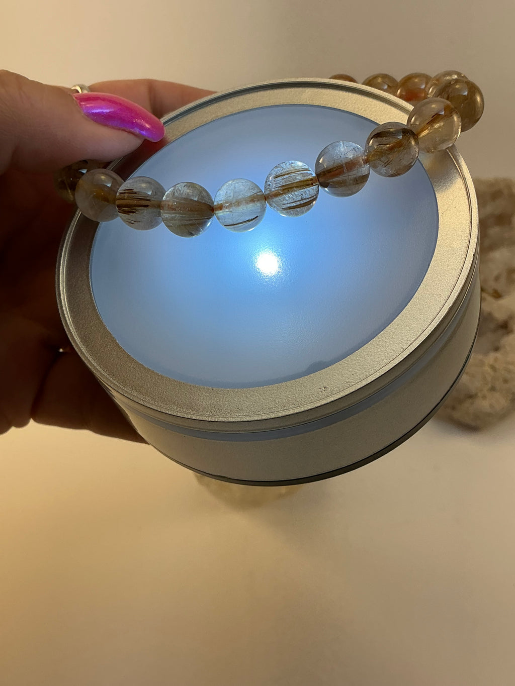Bronze Rutilated Quartz Gemstone Beaded Bracelet/ High Quality Bronze Rutiled Quartz Bracelet