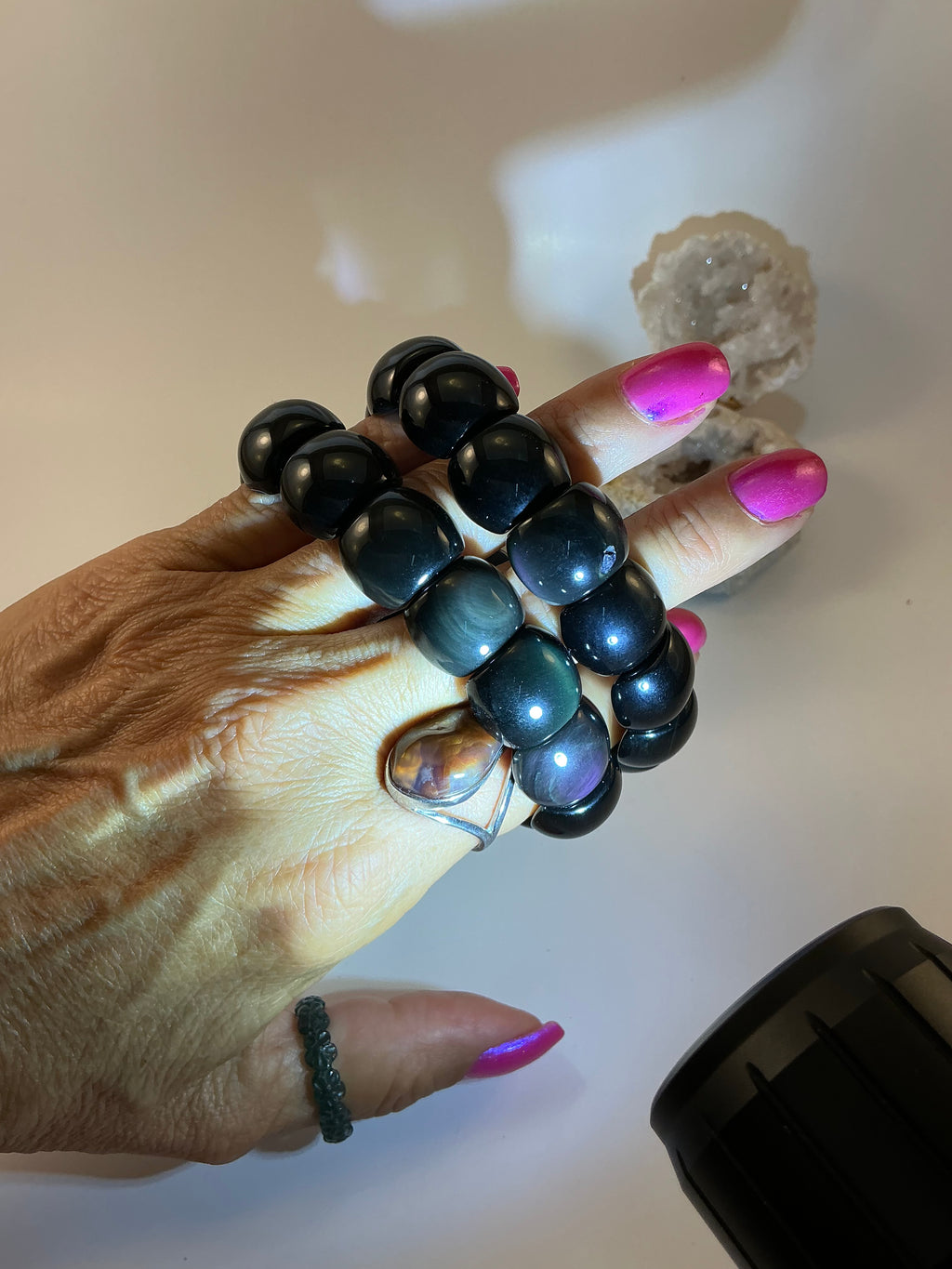 Rainbow Obsidian Gemstone Bangle Bracelet