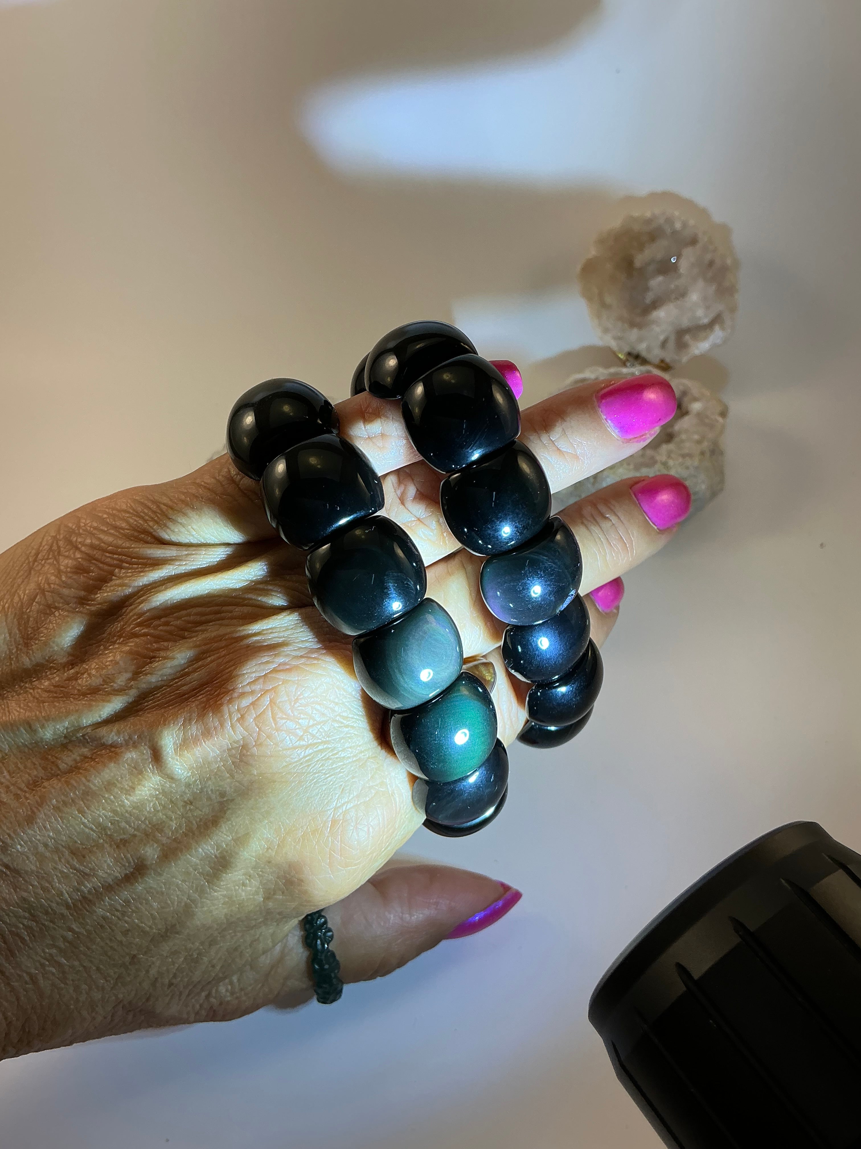 Rainbow Obsidian Gemstone Bangle Bracelet