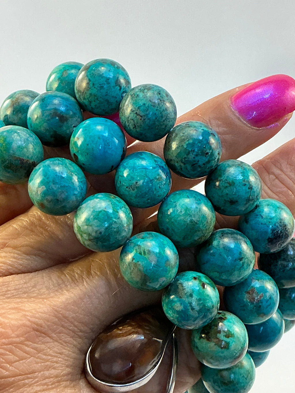 Turquoise Beaded Bracelet/ 12mm Turquoise Beaded Jewelry