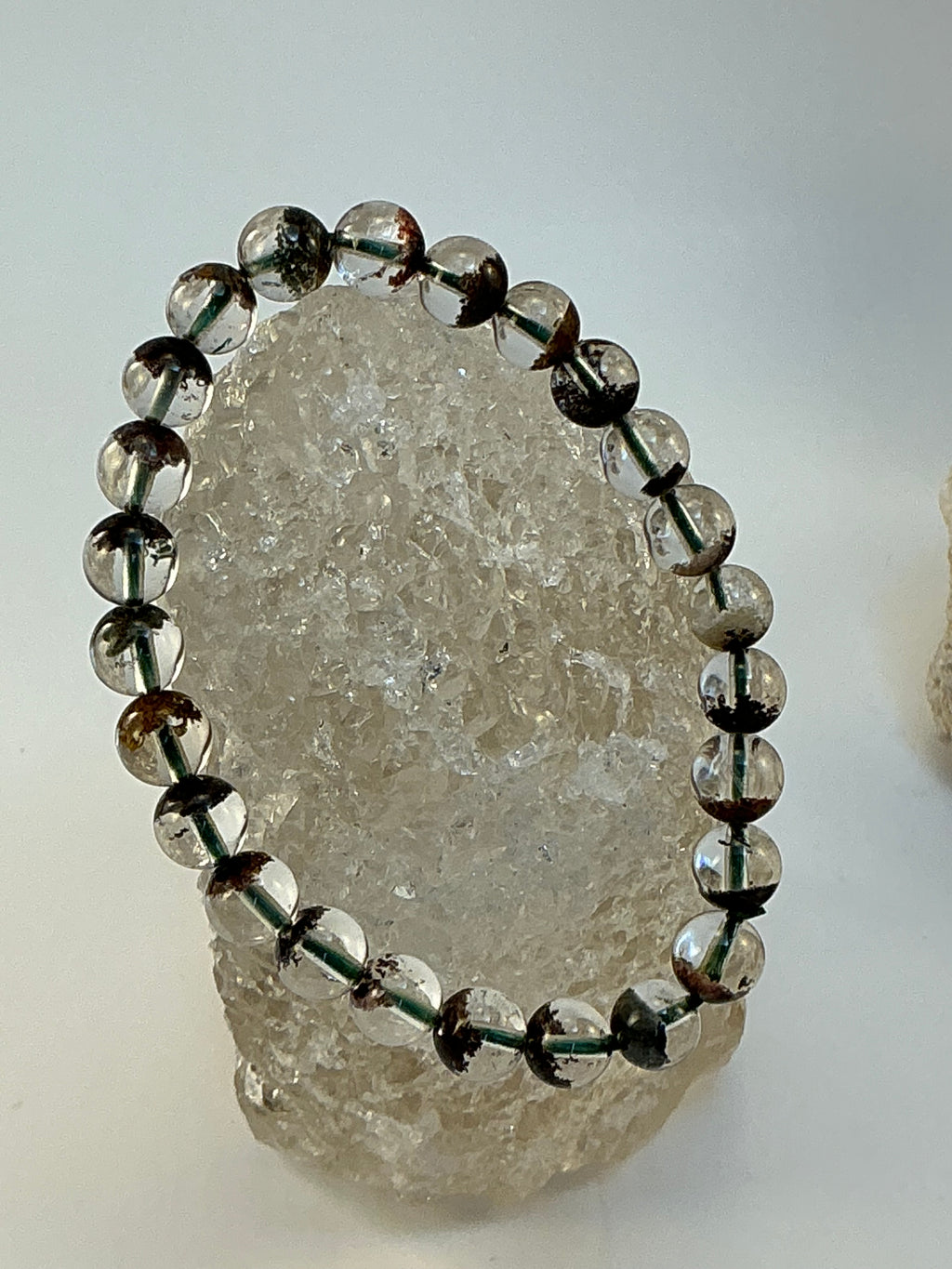 High Quality Garden Quartz Beaded Bracelet/ 7.3mm Beaded Lodolite Quartz Jewelry