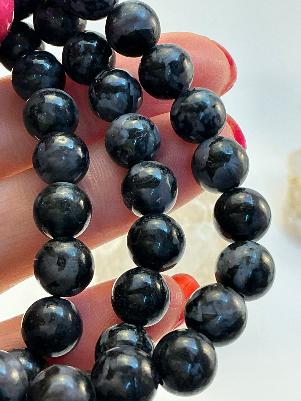 Merlinite Gemstone Beaded Bracelet/ Indigo Gabbro Gemstone Jewelry