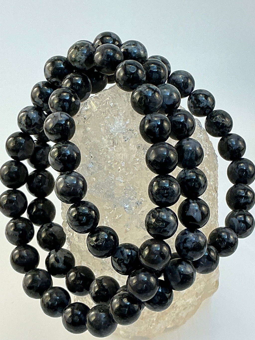 Merlinite Gemstone Beaded Bracelet/ Indigo Gabbro Gemstone Jewelry