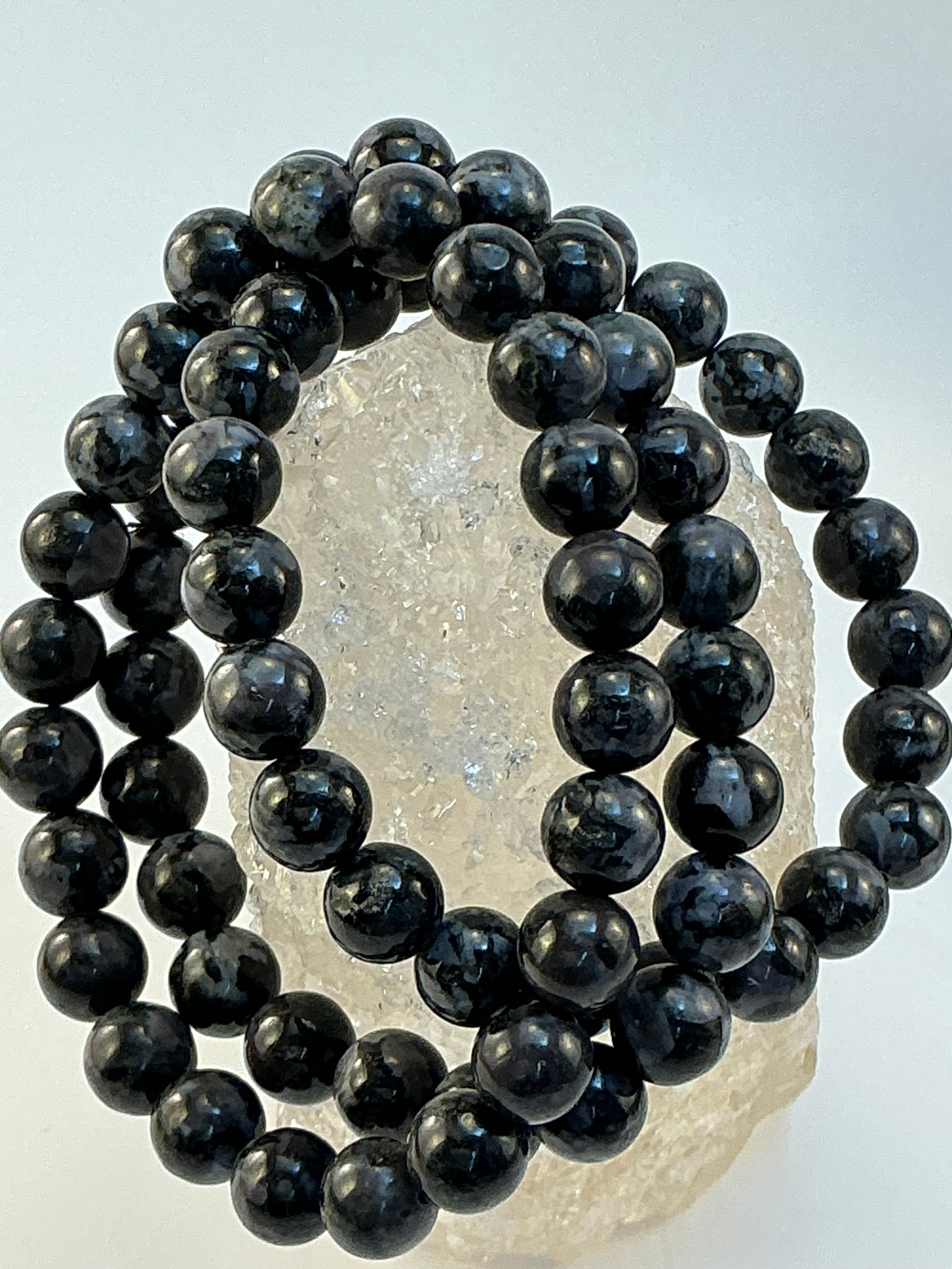 Merlinite Gemstone Beaded Bracelet/ Indigo Gabbro Gemstone Jewelry