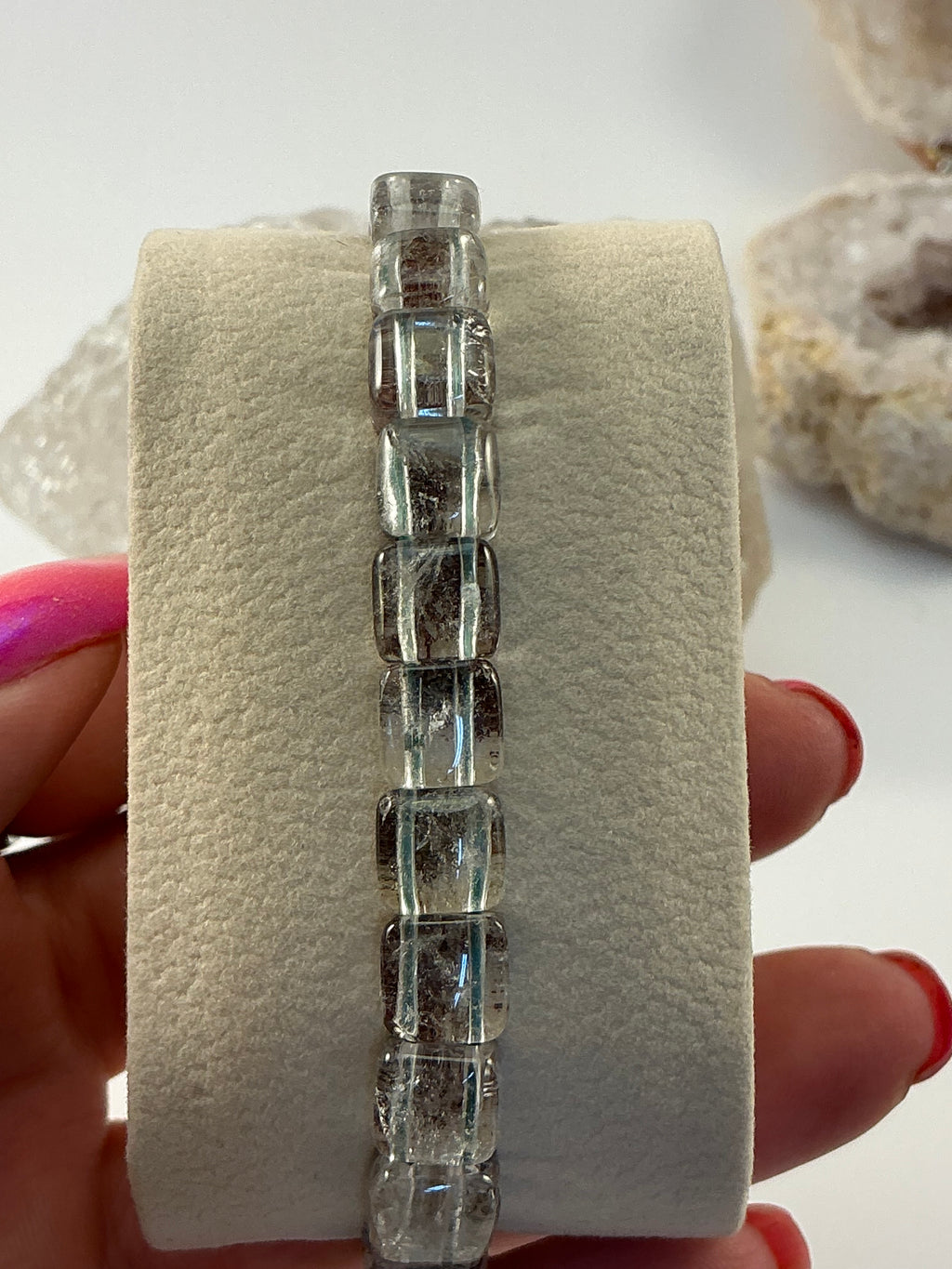 Garden Quartz Gemstone Soft Bangle Bracelet/ Lodolite Quartz Soft Bangle Bracelet