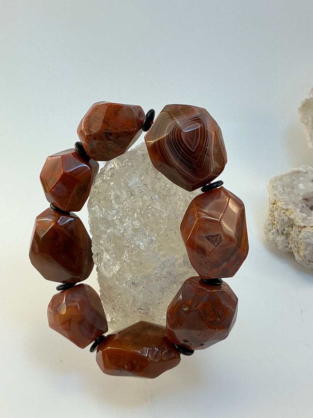 Carnelian Gemstone Large Stone Bracelet/ Druzy Carnelian Bracelet/ DIY Gemstones