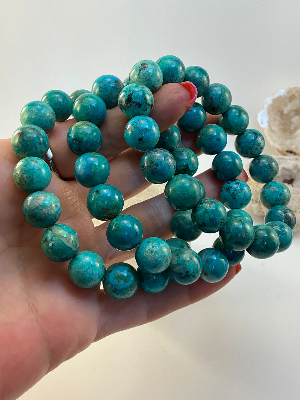 Turquoise Beaded Bracelet/ 12mm Turquoise Beaded Jewelry