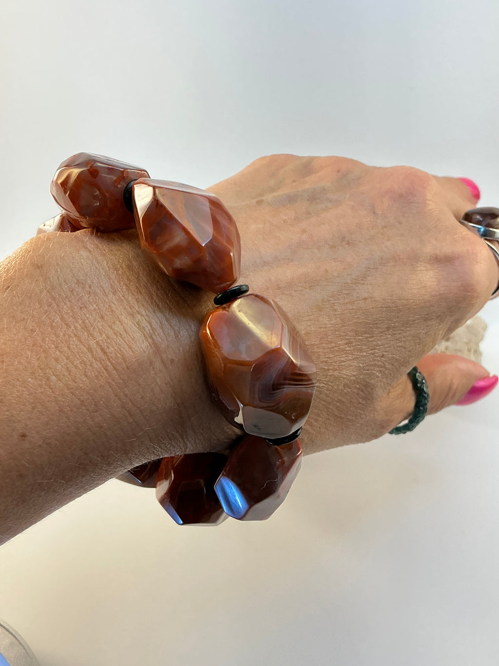 Carnelian Gemstone Large Stone Bracelet/ Druzy Carnelian Bracelet/ DIY Gemstones