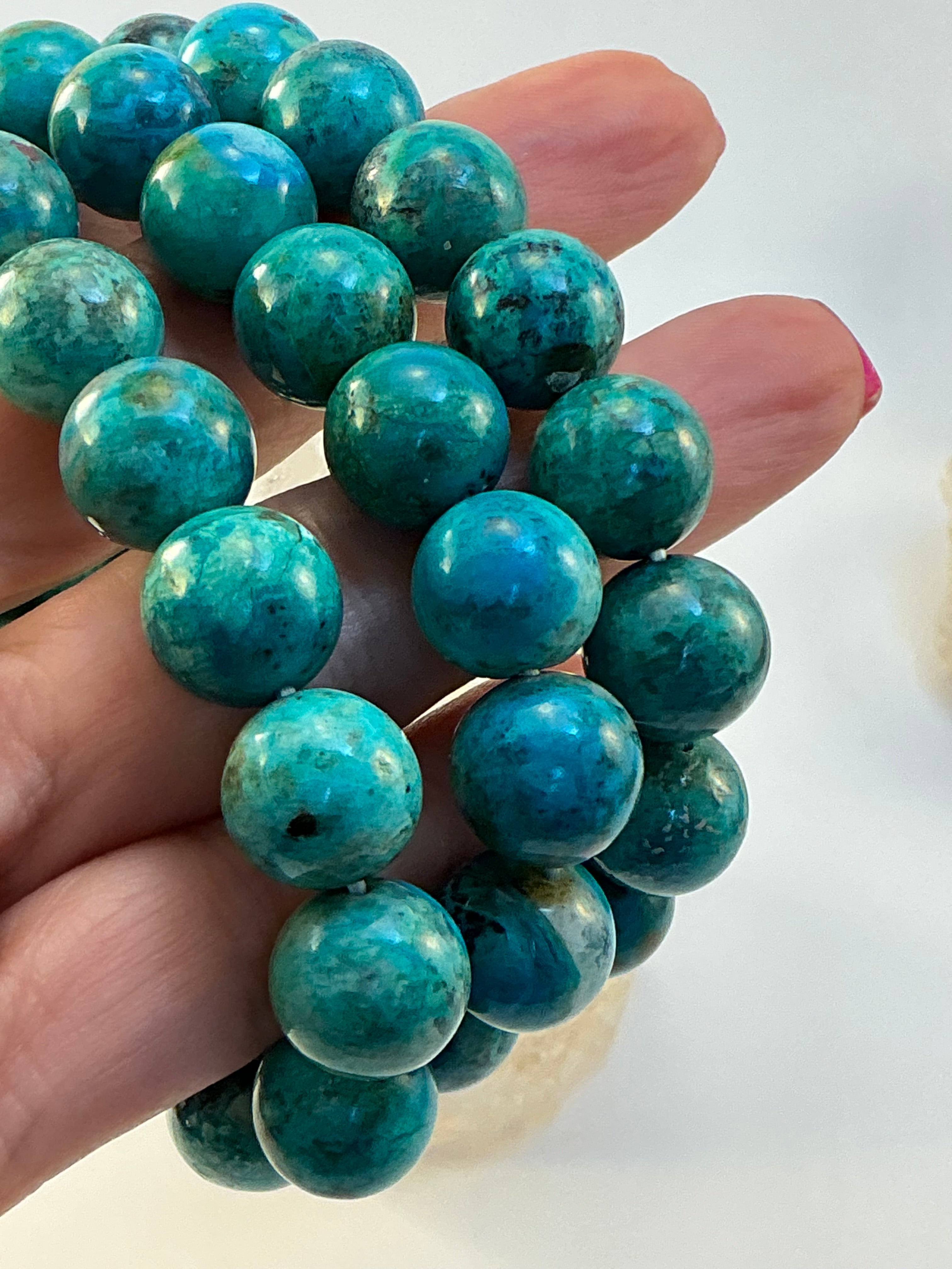 Turquoise Beaded Bracelet/ 12mm Turquoise Beaded Jewelry