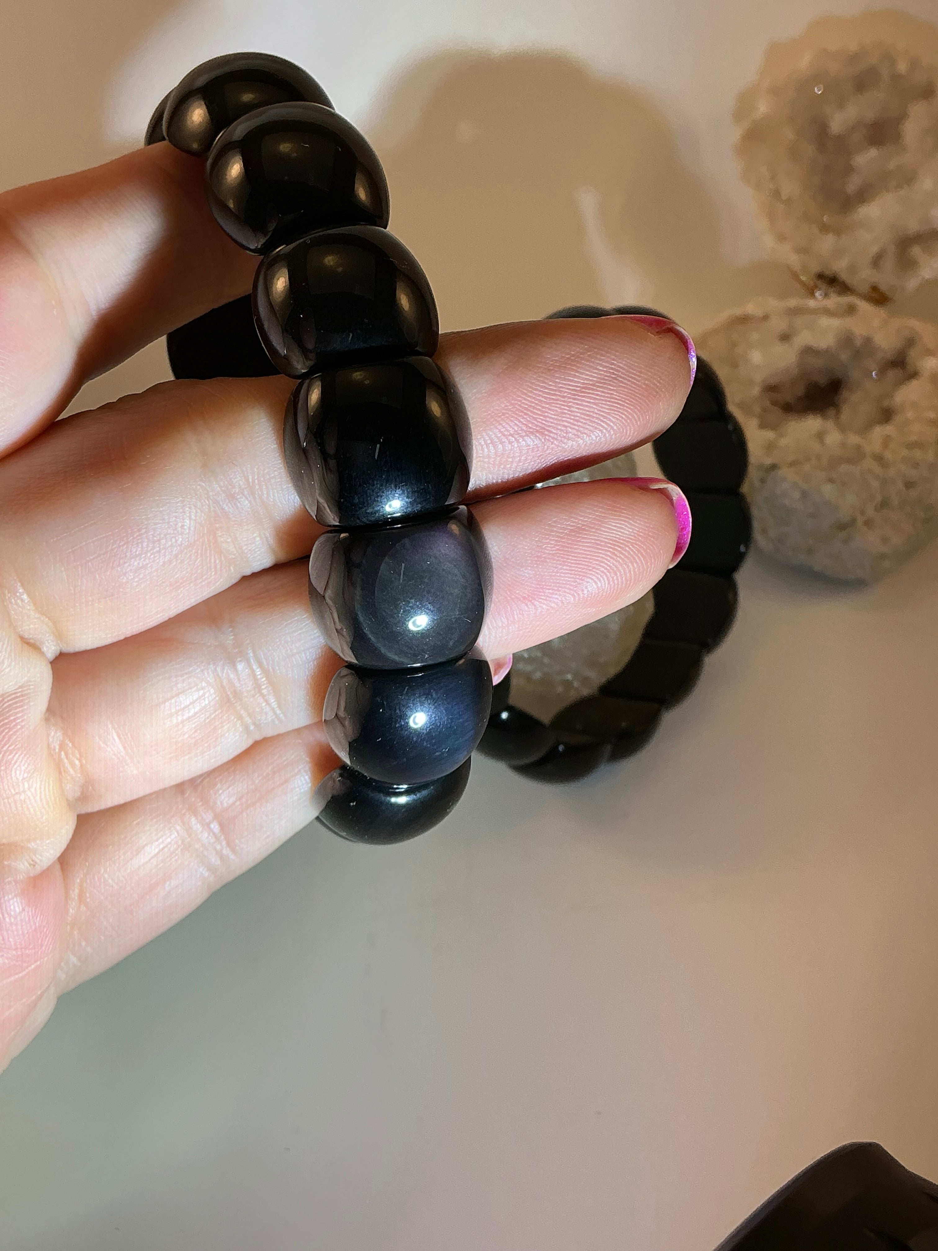 Rainbow Obsidian Gemstone Bangle Bracelet