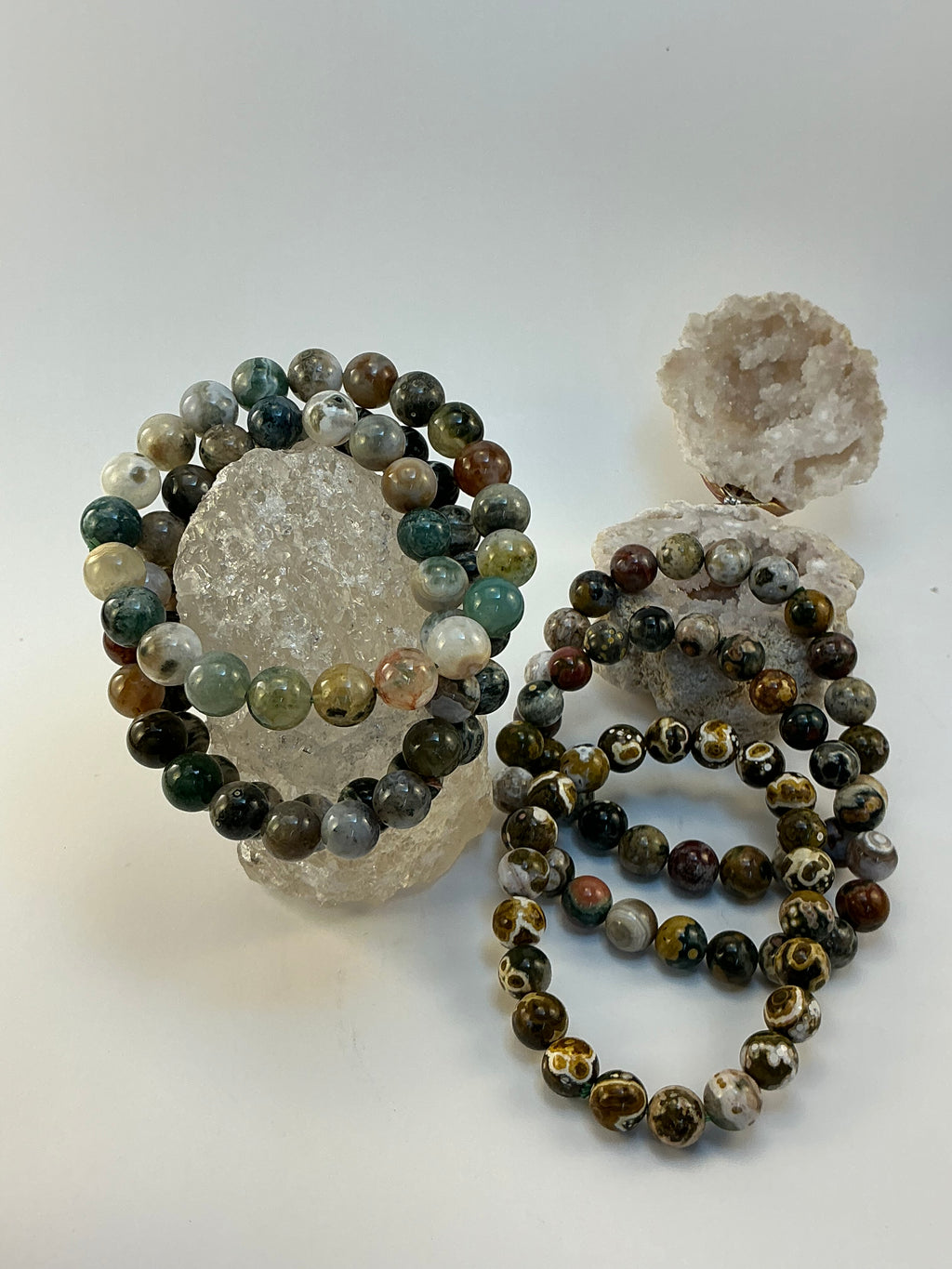 Ocean Jasper Beaded Gemstone Bracelet/ High Quality Ocean Jasper 9.5mm Beaded Bracelet