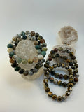 Ocean Jasper Beaded Gemstone Bracelet/ High Quality Ocean Jasper 9.5mm Beaded Bracelet