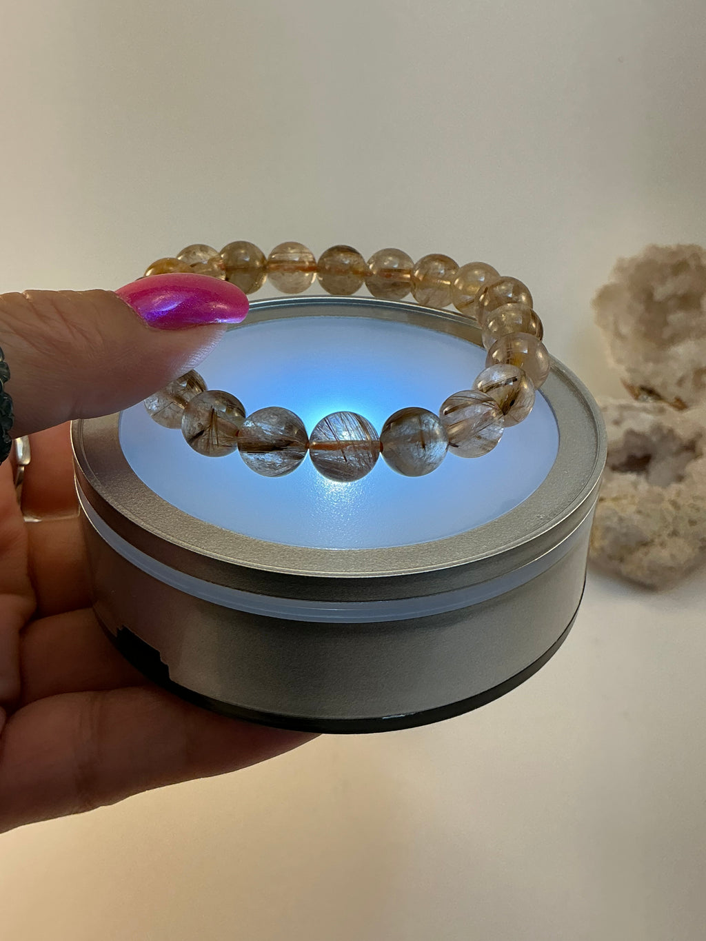 Bronze Rutilated Quartz Gemstone Beaded Bracelet/ High Quality Bronze Rutiled Quartz Bracelet