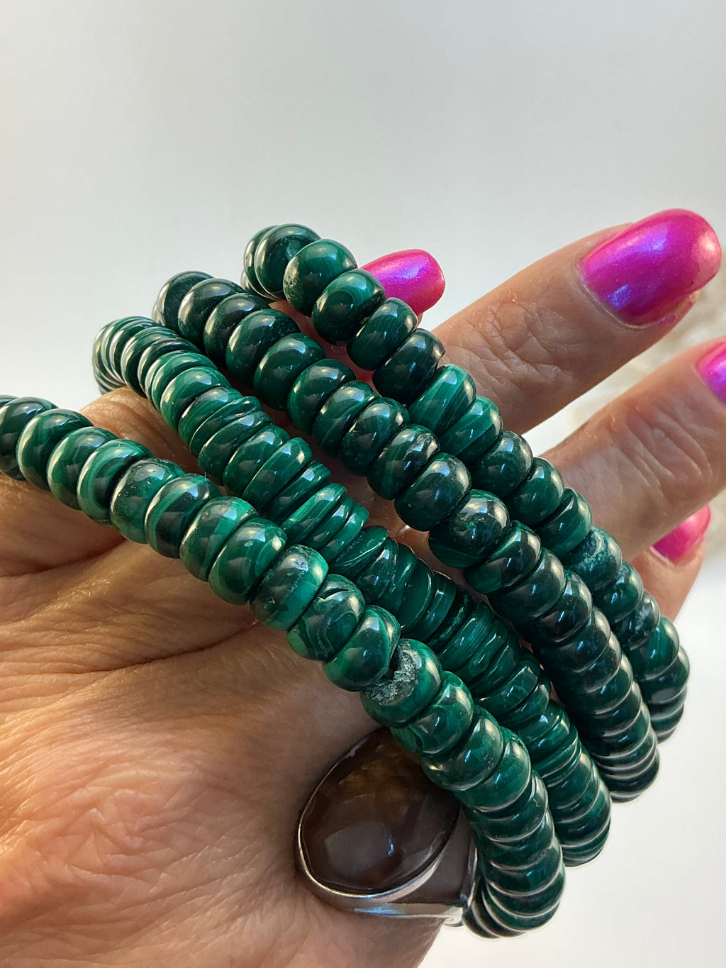 Malachite Gemstone Bracelet/ Donut Shaped Malachite Gemstone Jewelry