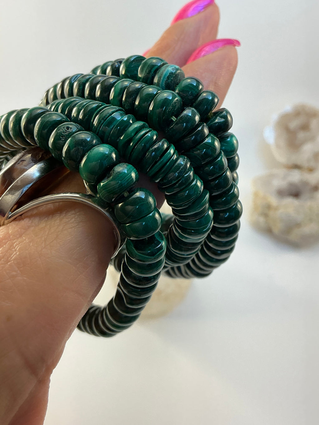 Malachite Gemstone Bracelet/ Donut Shaped Malachite Gemstone Jewelry