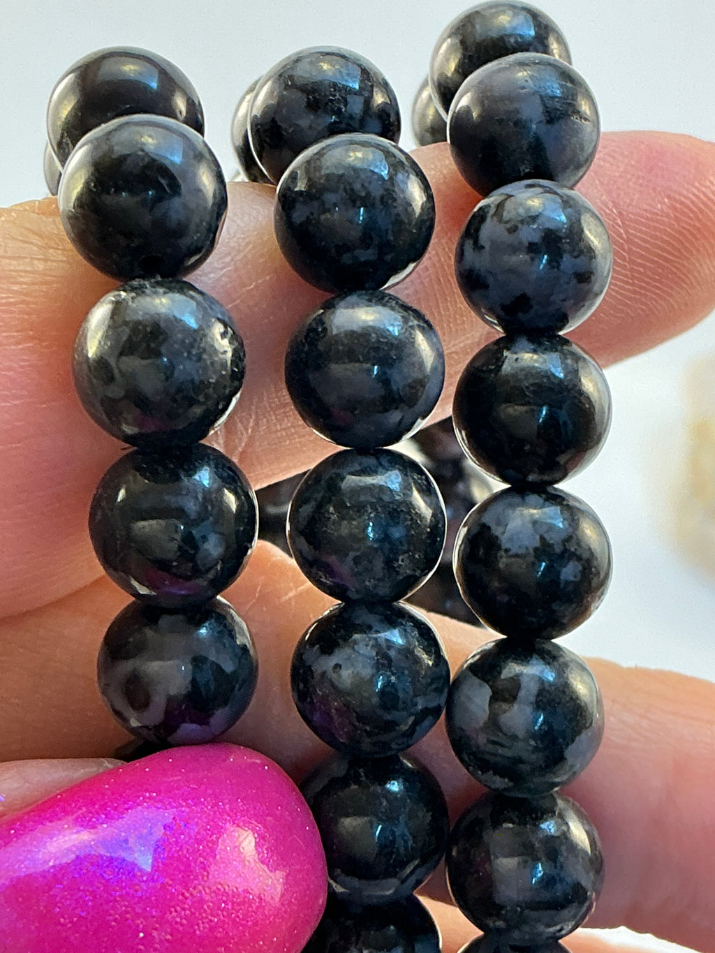 Merlinite Gemstone Beaded Bracelet/ Indigo Gabbro Gemstone Jewelry