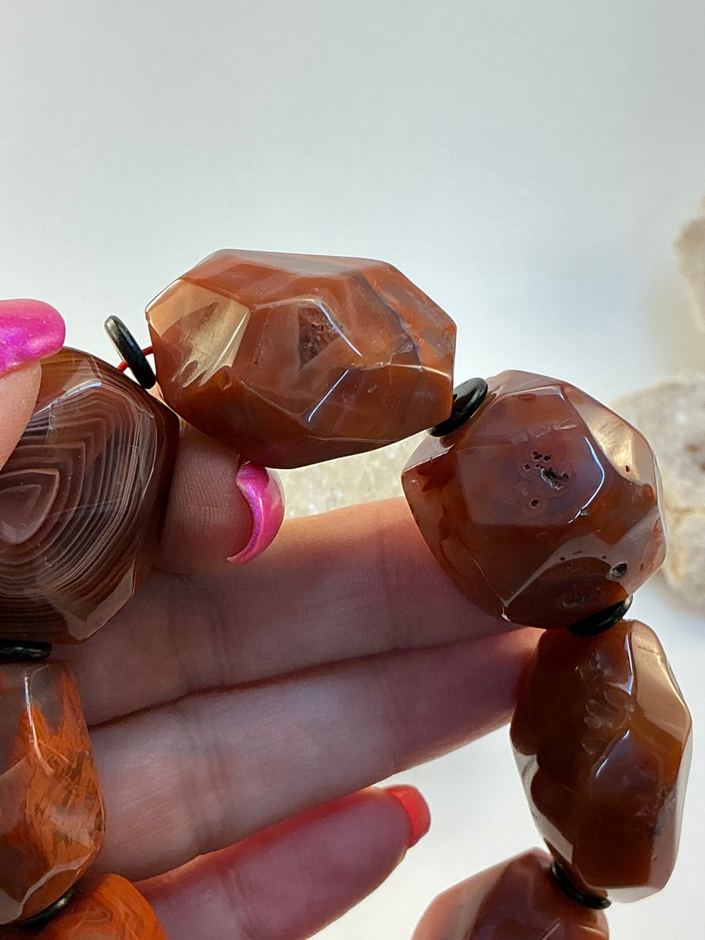 Carnelian Gemstone Large Stone Bracelet/ Druzy Carnelian Bracelet/ DIY Gemstones