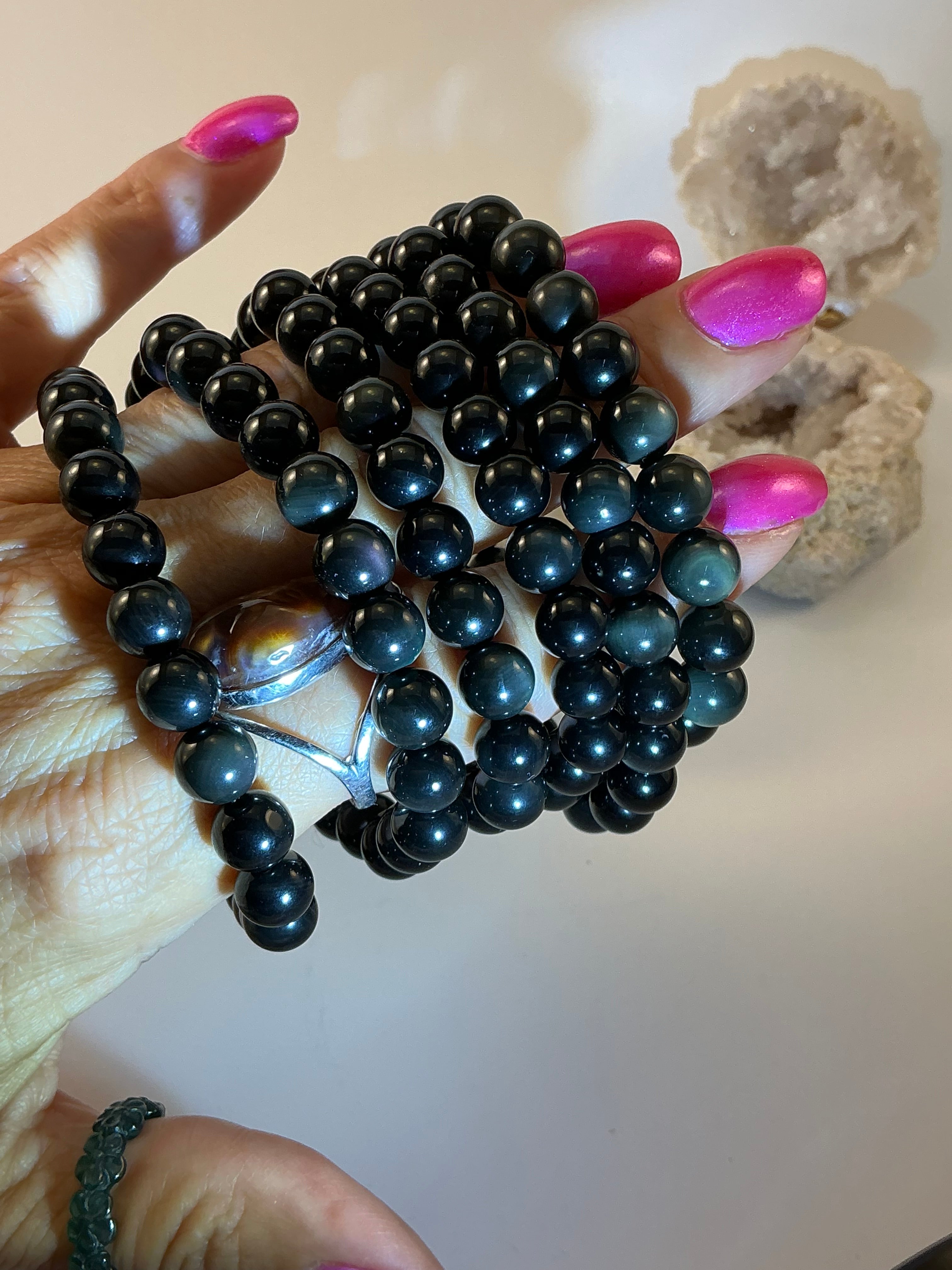Rainbow Obsidian Beaded Bracelet/ Rainbow Obsidian Jewelry