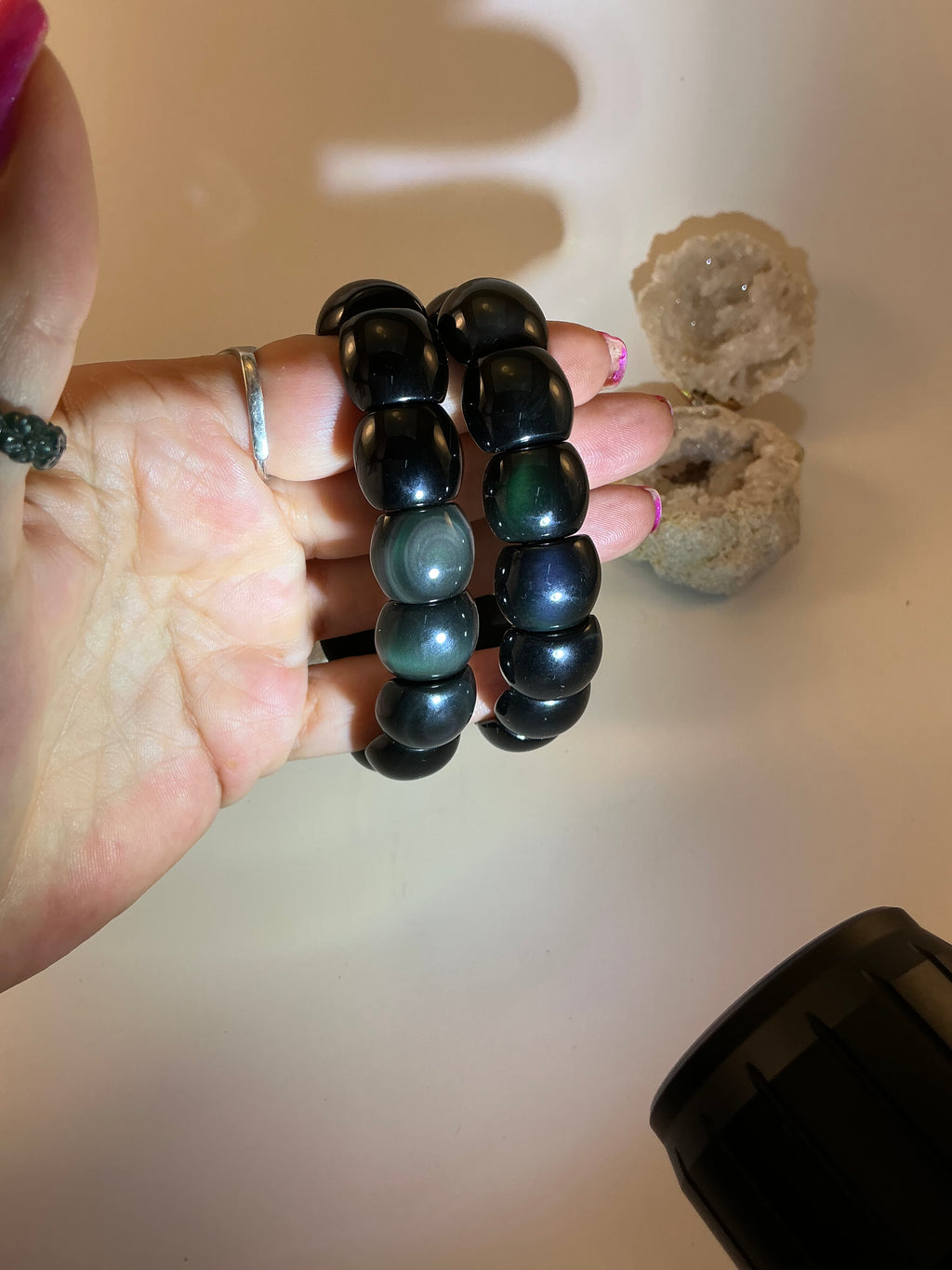 Rainbow Obsidian Gemstone Bangle Bracelet