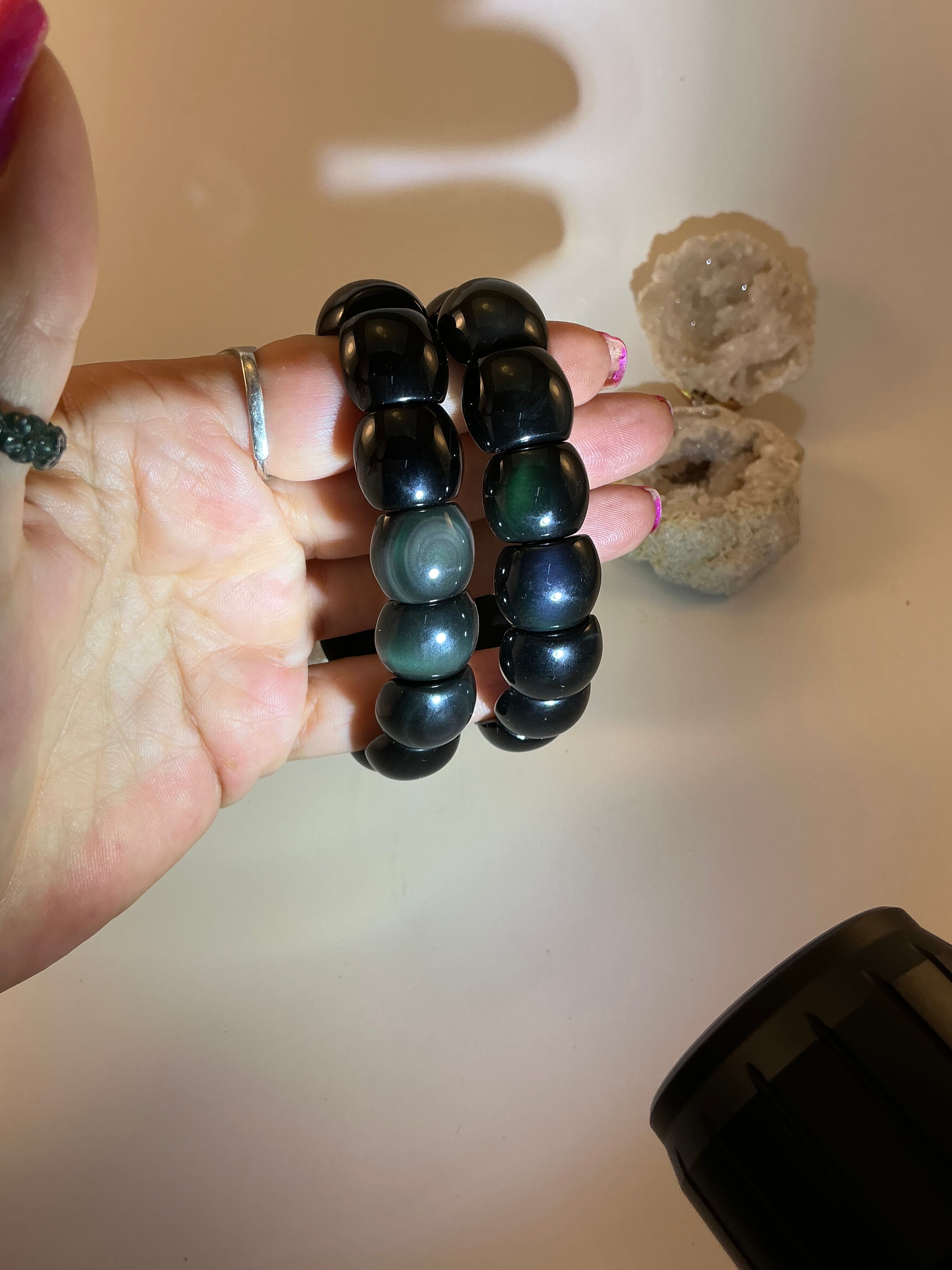 Rainbow Obsidian Gemstone Bangle Bracelet