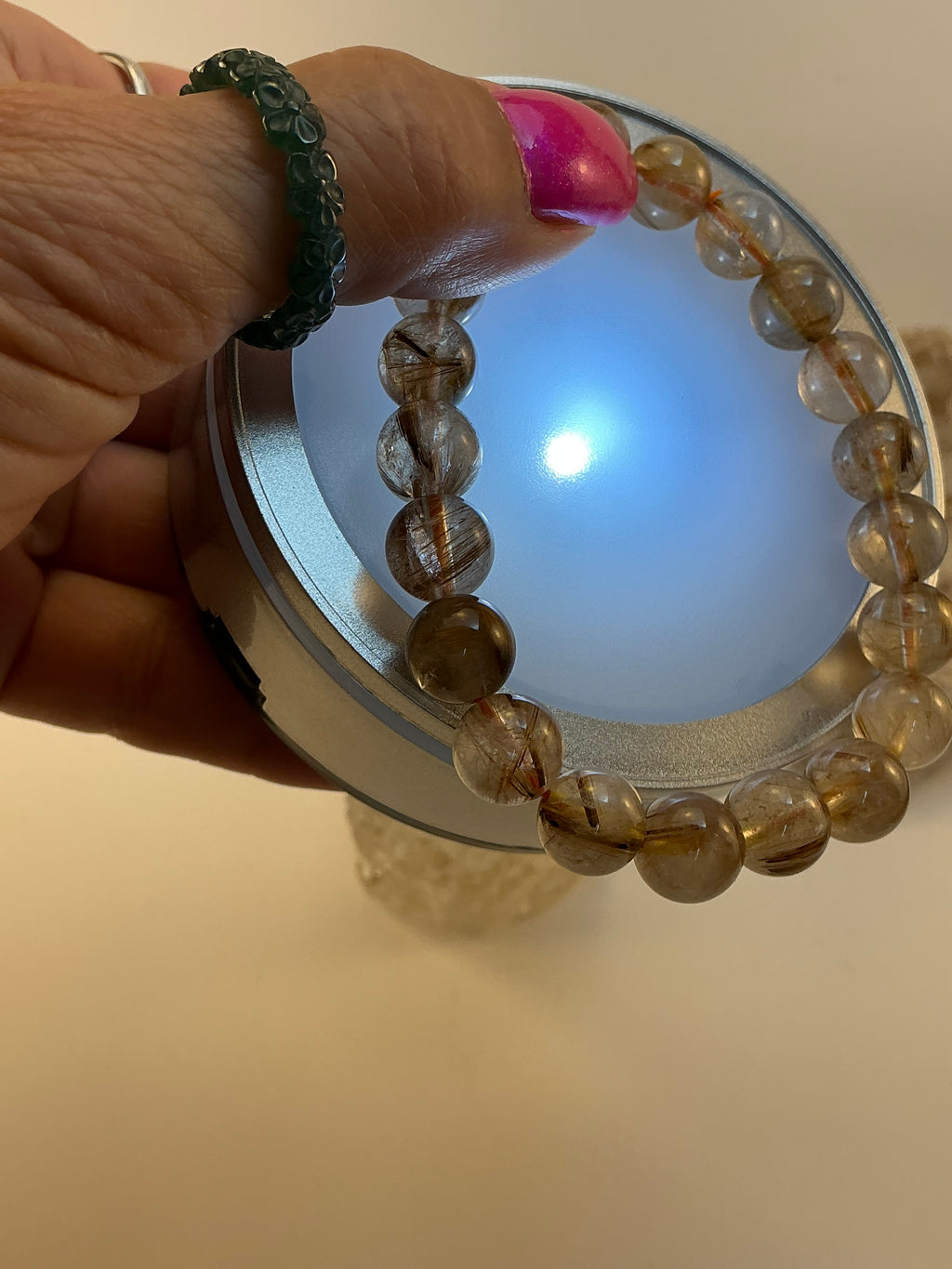 Bronze Rutilated Quartz Gemstone Beaded Bracelet/ High Quality Bronze Rutiled Quartz Bracelet