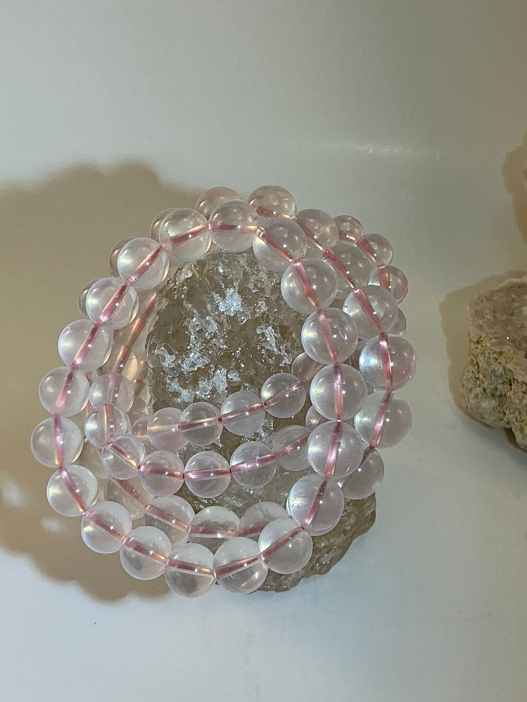 Rose Quartz Gemstone Beaded Bracelet/ High Quality Rose Quartz Jewelry