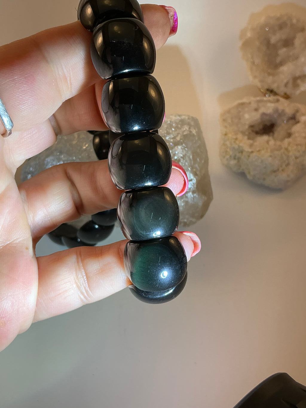 Rainbow Obsidian Gemstone Bangle Bracelet