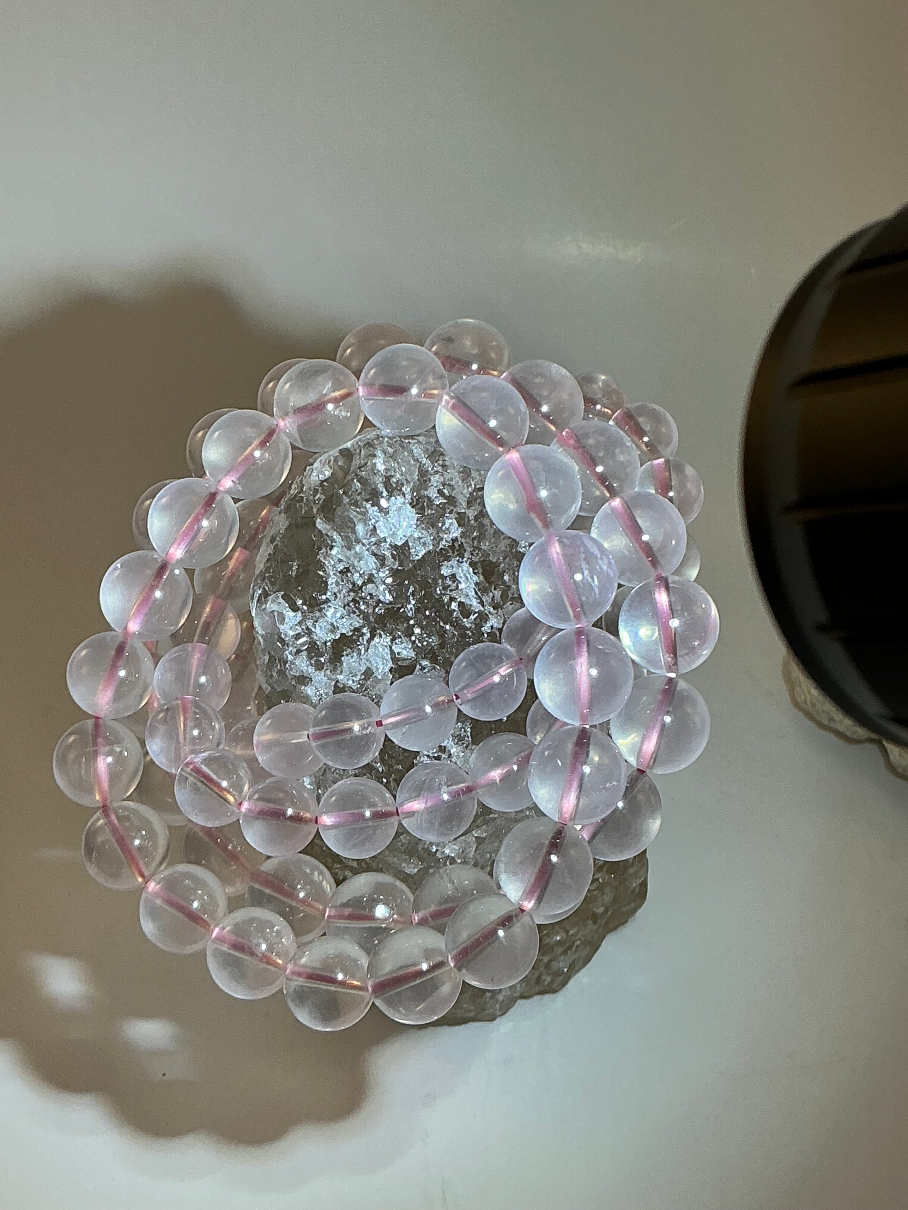 Rose Quartz Gemstone Beaded Bracelet/ High Quality Rose Quartz Jewelry