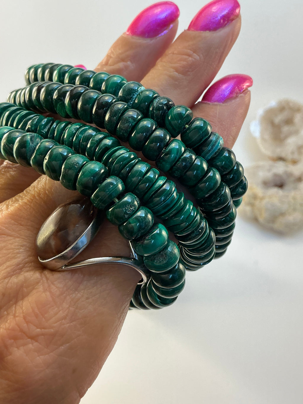 Malachite Gemstone Bracelet/ Donut Shaped Malachite Gemstone Jewelry