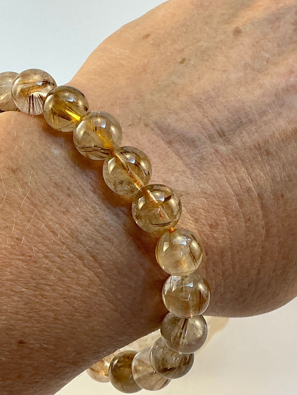 Bronze Rutilated Quartz Gemstone Beaded Bracelet/ High Quality Bronze Rutiled Quartz Bracelet