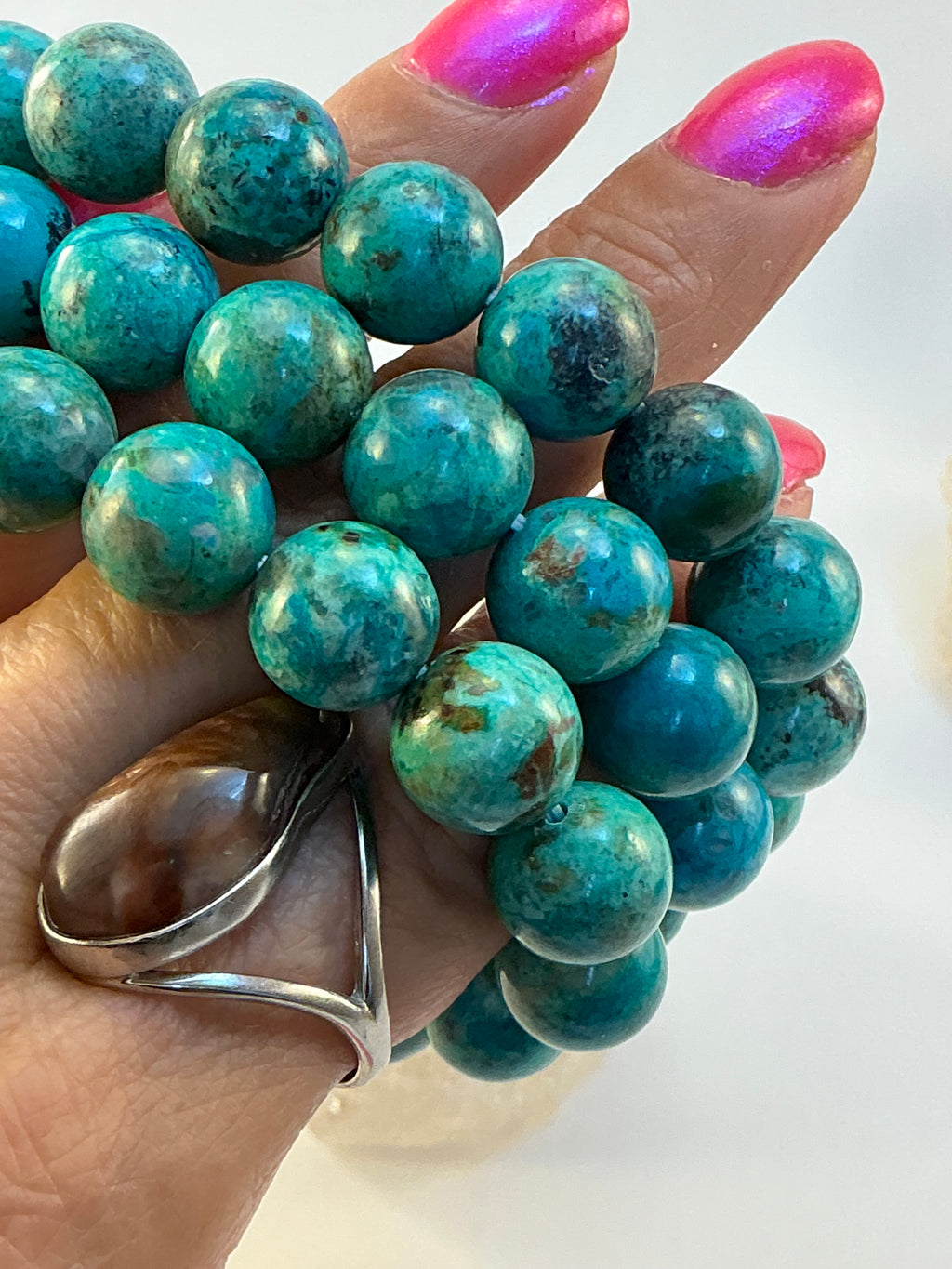 Turquoise Beaded Bracelet/ 12mm Turquoise Beaded Jewelry