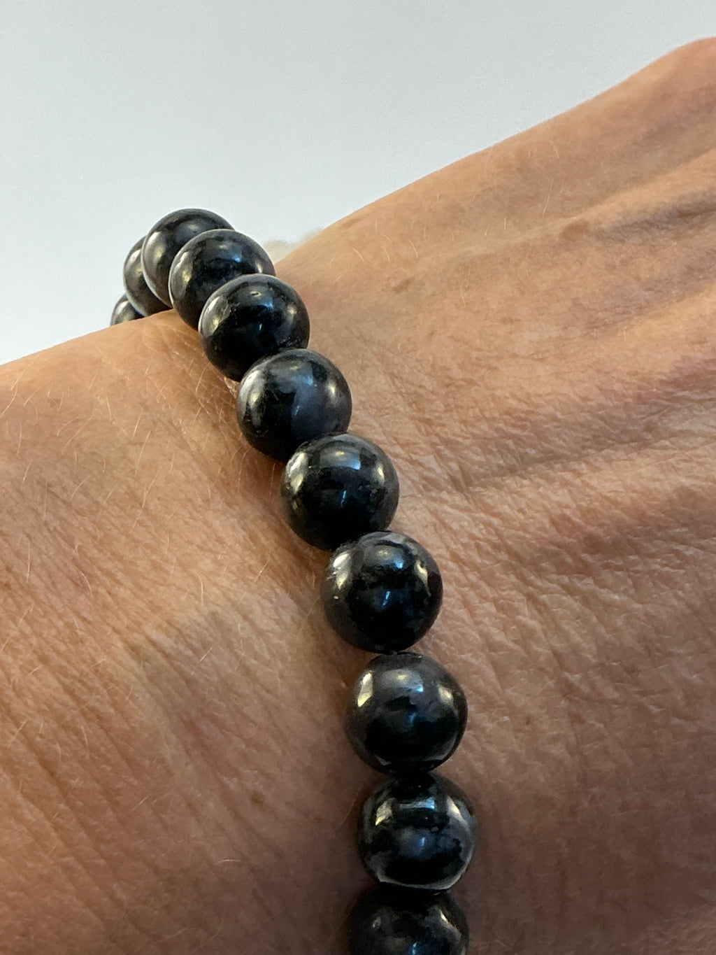 Merlinite Gemstone Beaded Bracelet/ Indigo Gabbro Gemstone Jewelry