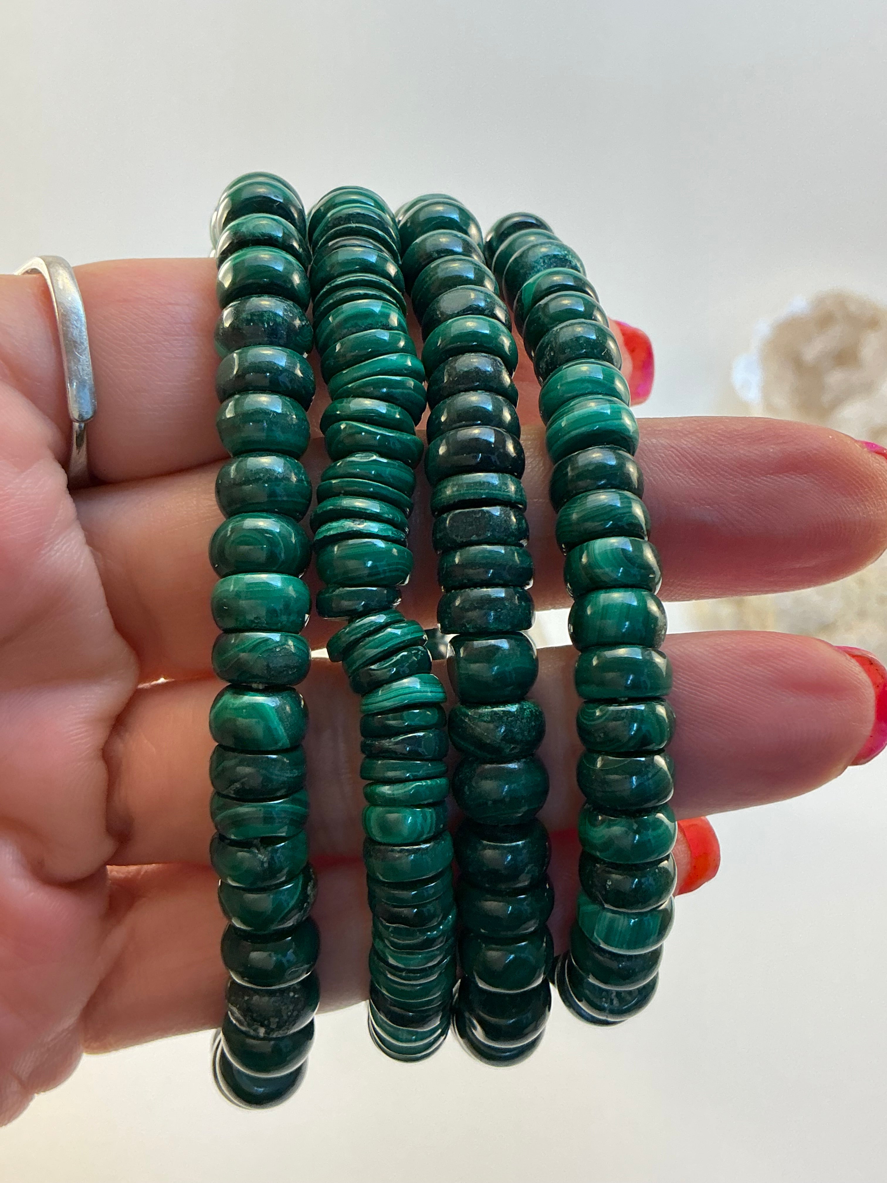 Malachite Gemstone Bracelet/ Donut Shaped Malachite Gemstone Jewelry