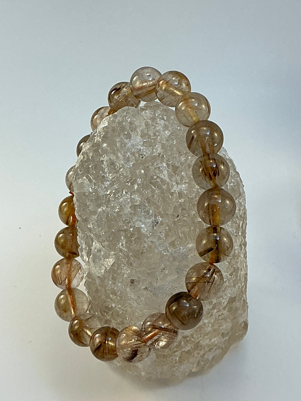 Bronze Rutilated Quartz Gemstone Beaded Bracelet/ High Quality Bronze Rutiled Quartz Bracelet