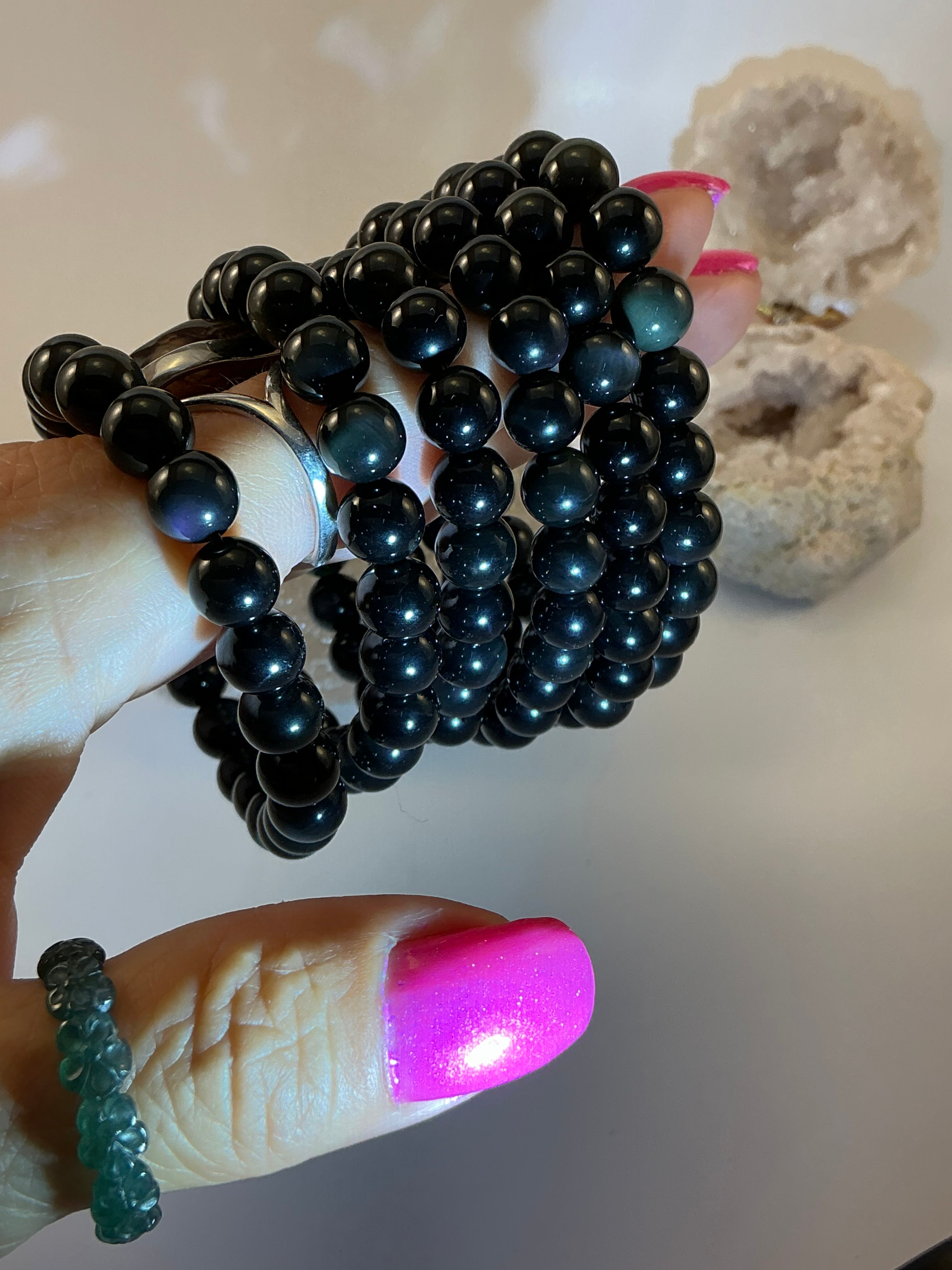 Rainbow Obsidian Beaded Bracelet/ Rainbow Obsidian Jewelry