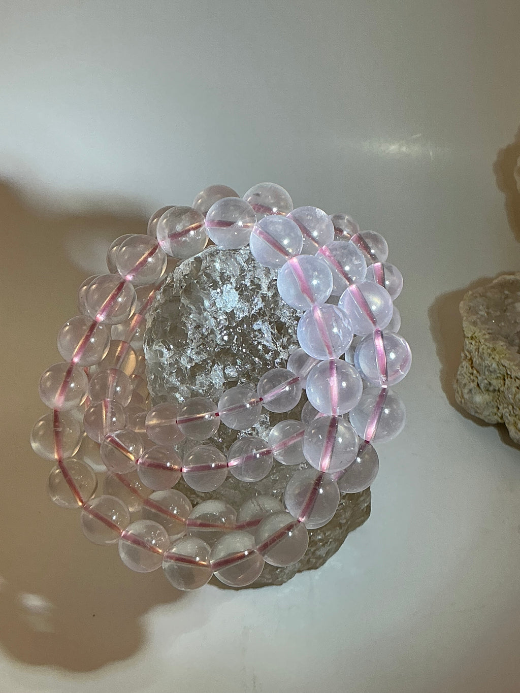 Rose Quartz Gemstone Beaded Bracelet/ High Quality Rose Quartz Jewelry