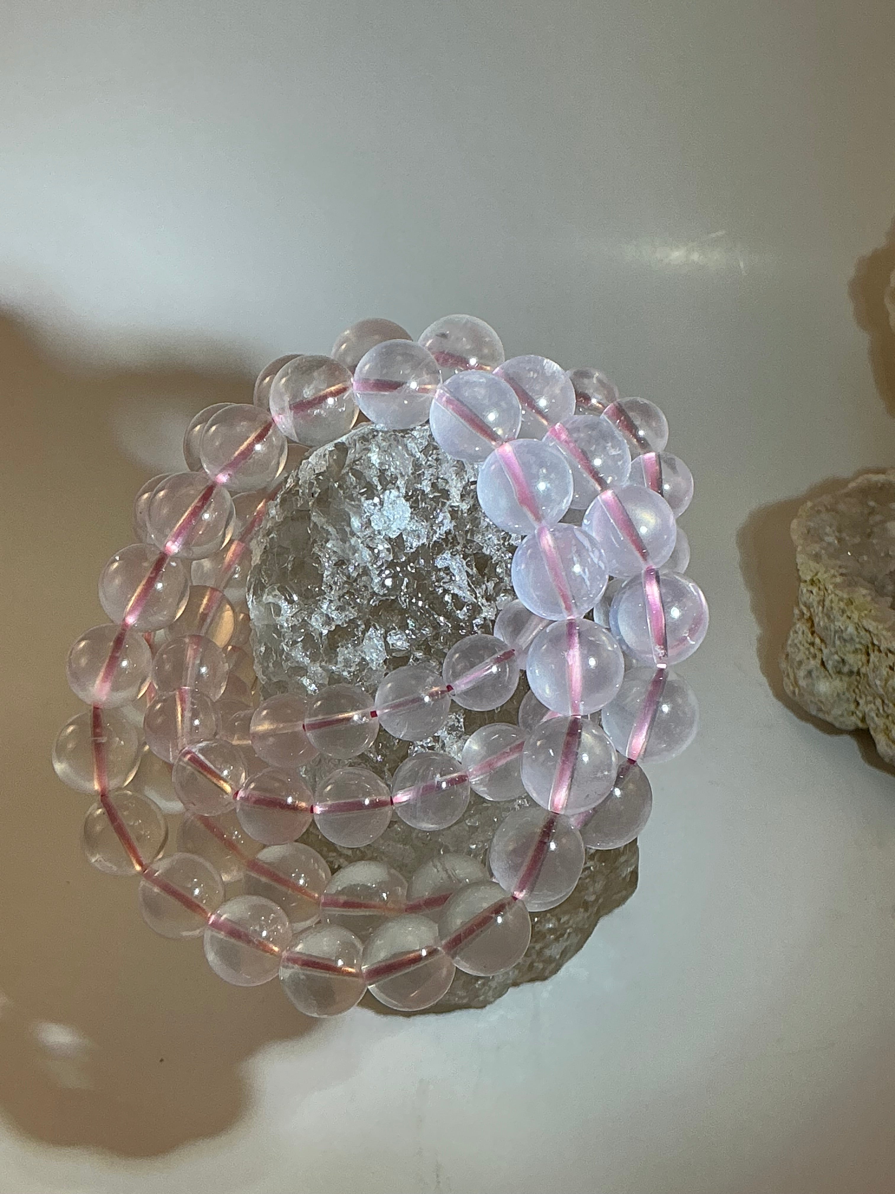 Rose Quartz Gemstone Beaded Bracelet/ High Quality Rose Quartz Jewelry