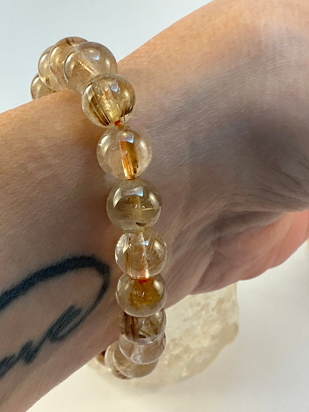 Bronze Rutilated Quartz Gemstone Beaded Bracelet/ High Quality Bronze Rutiled Quartz Bracelet