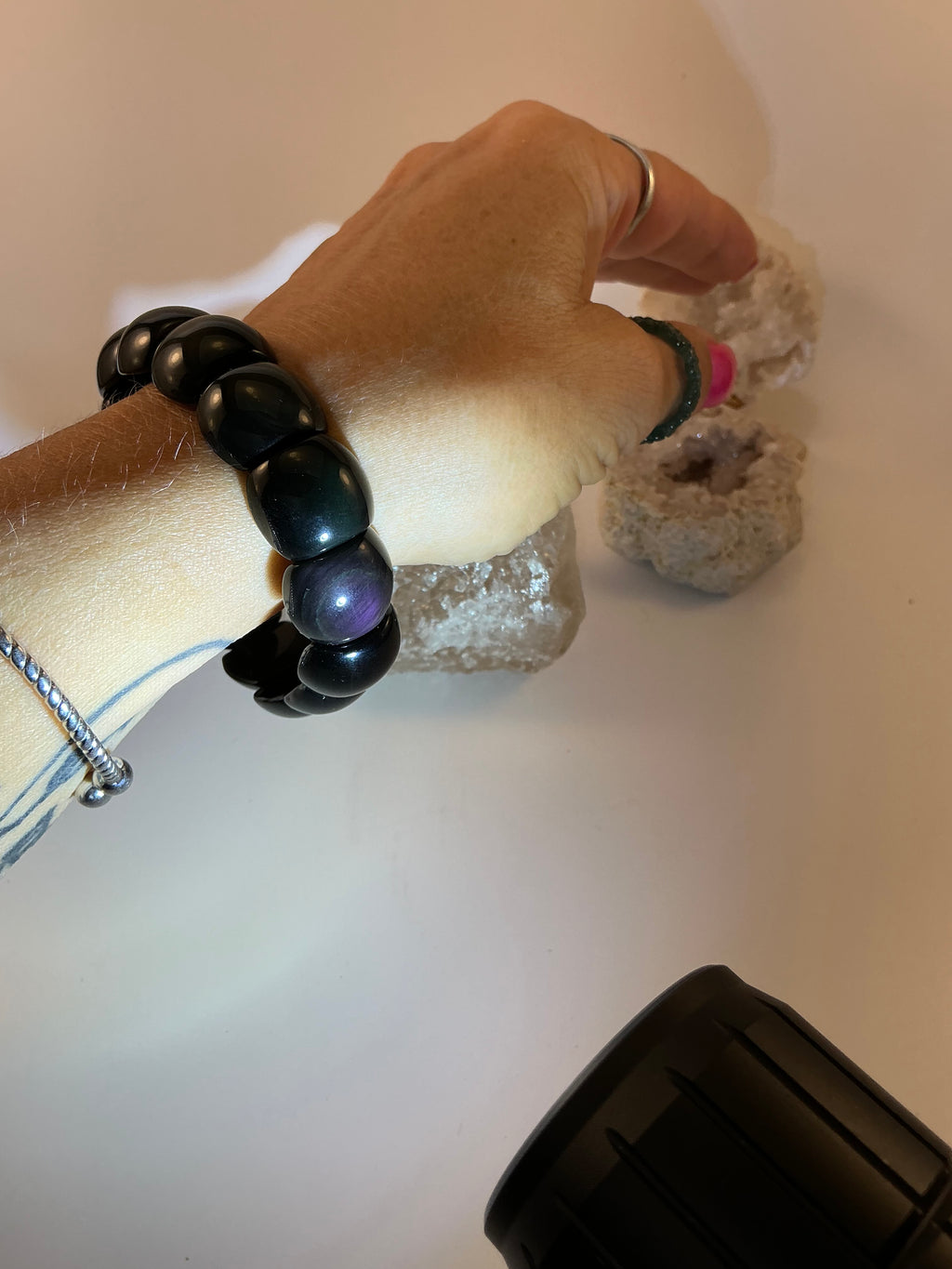 Rainbow Obsidian Gemstone Bangle Bracelet