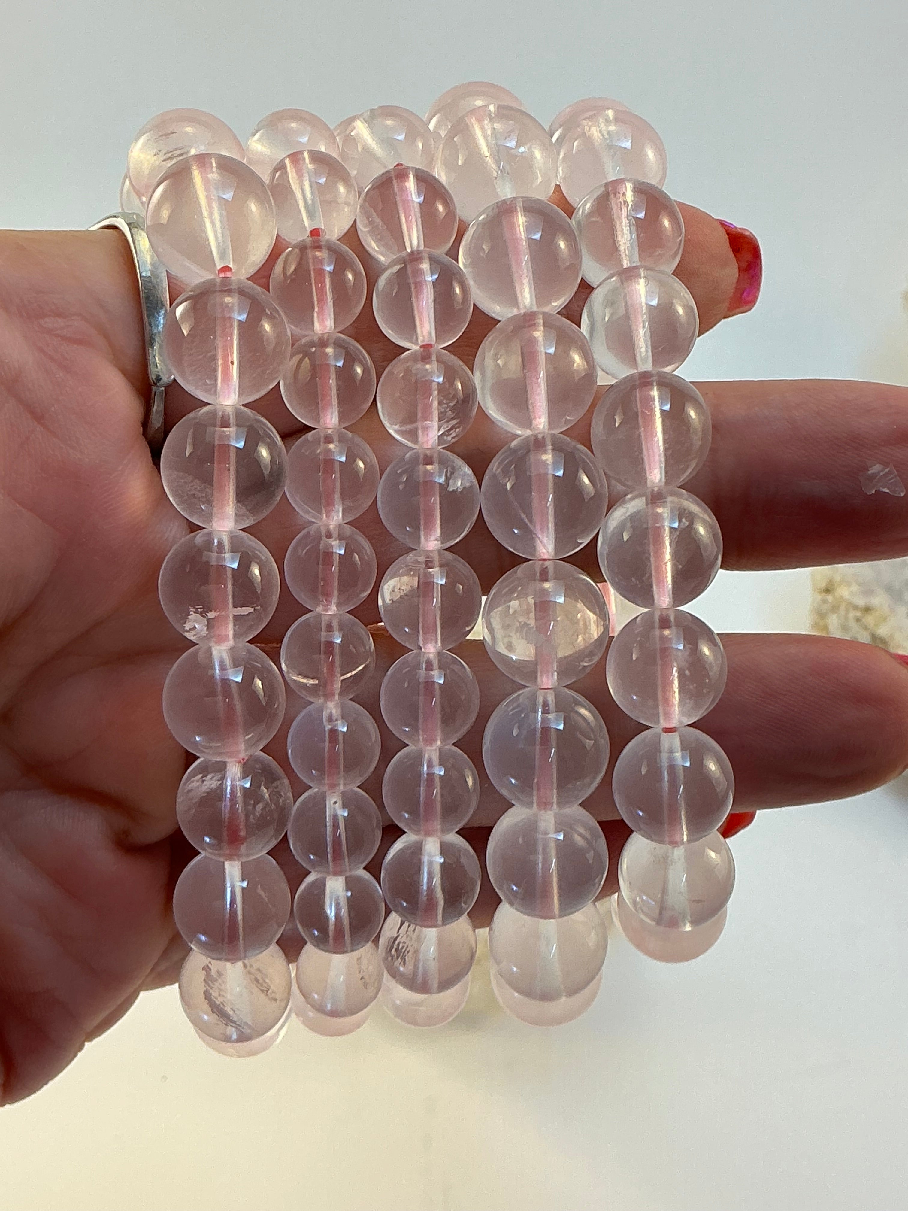 Rose Quartz Gemstone Beaded Bracelet/ High Quality Rose Quartz Jewelry