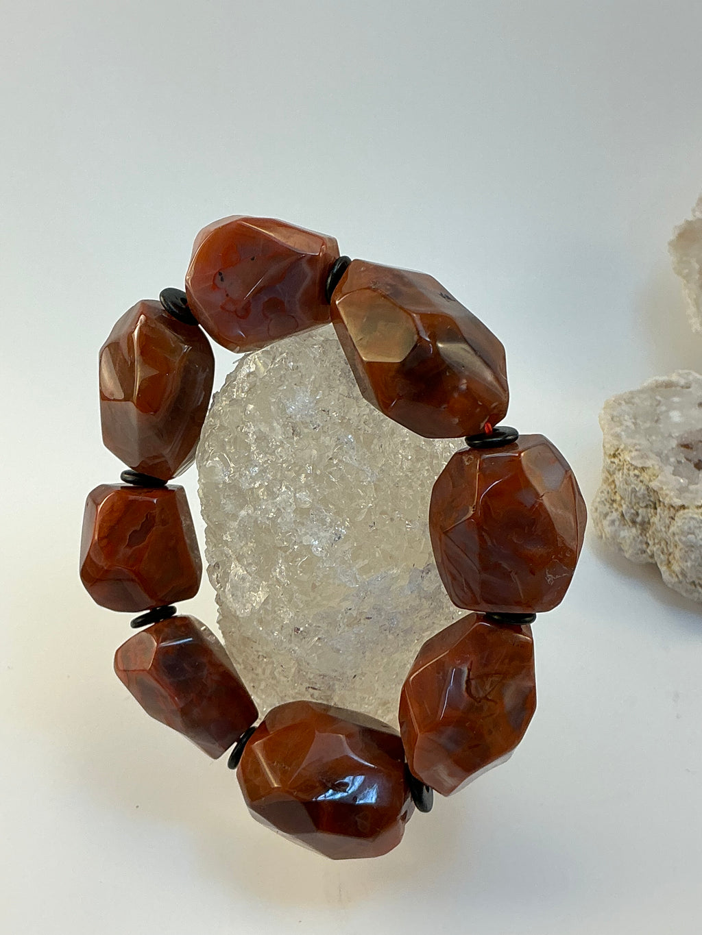 Carnelian Gemstone Large Stone Bracelet/ Druzy Carnelian Bracelet/ DIY Gemstones