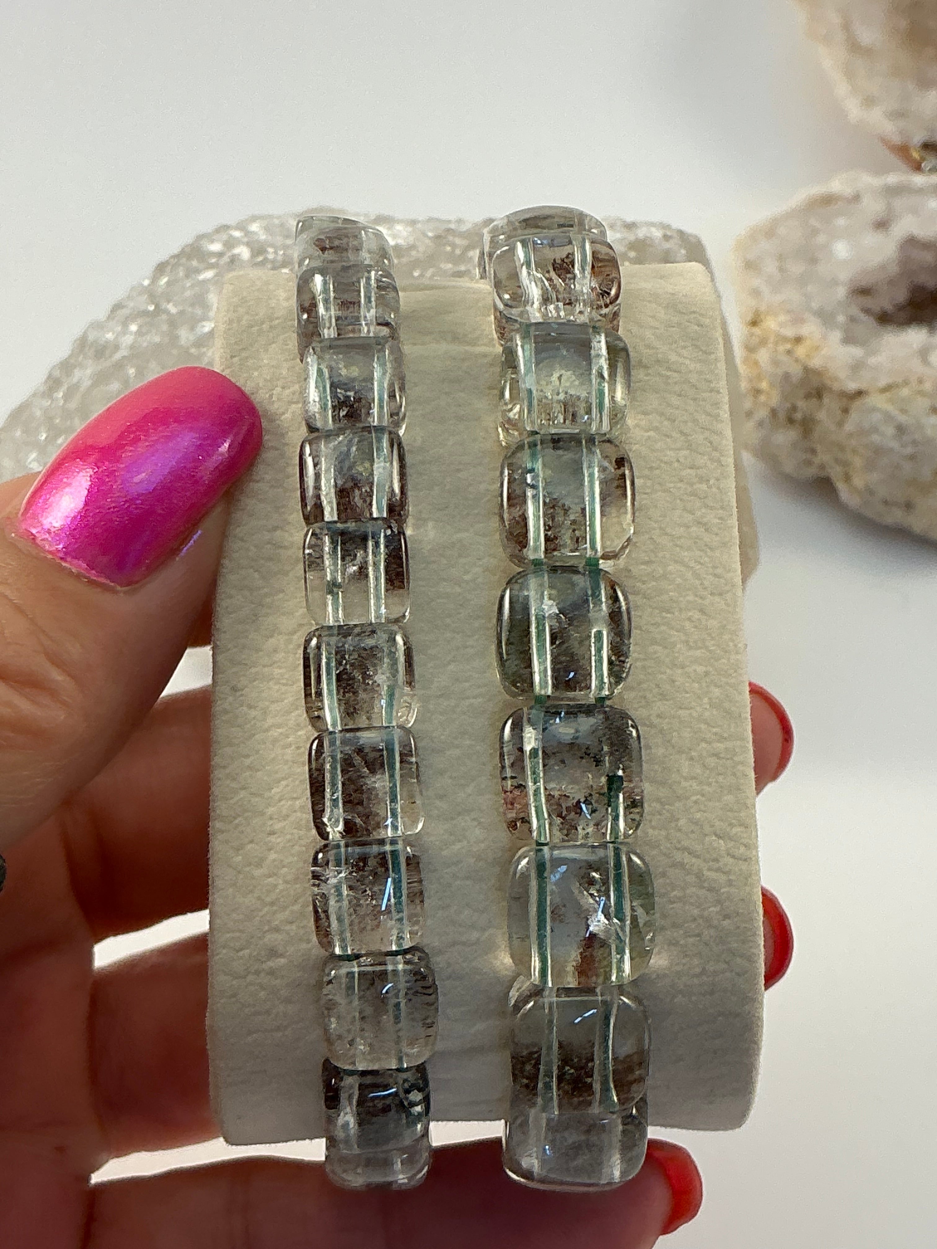 Garden Quartz Gemstone Soft Bangle Bracelet/ Lodolite Quartz Soft Bangle Bracelet