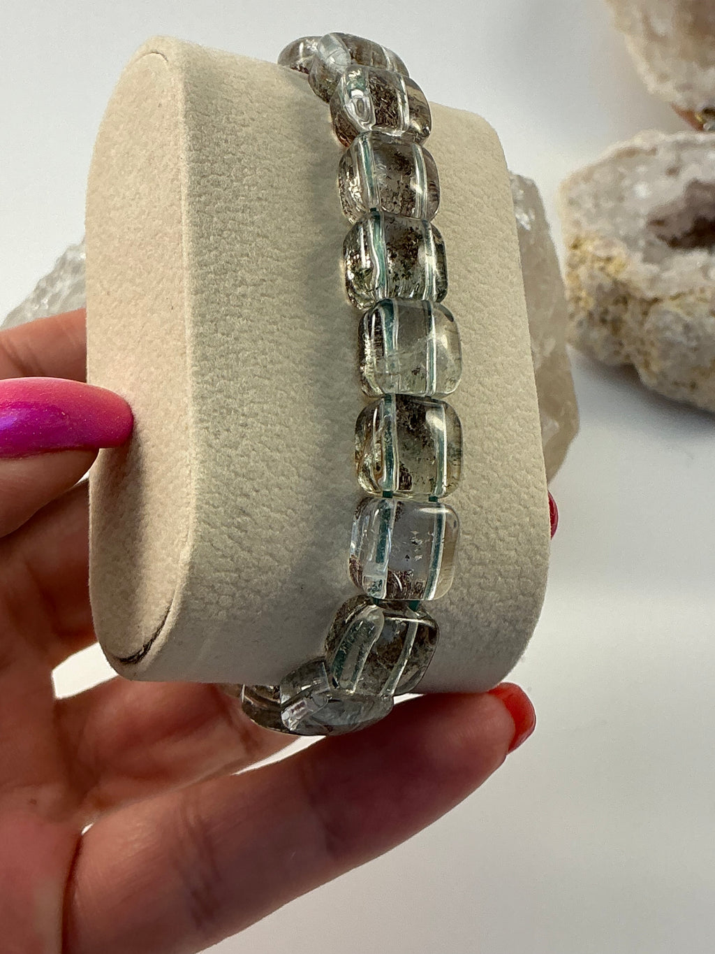 Garden Quartz Gemstone Soft Bangle Bracelet/ Lodolite Quartz Soft Bangle Bracelet