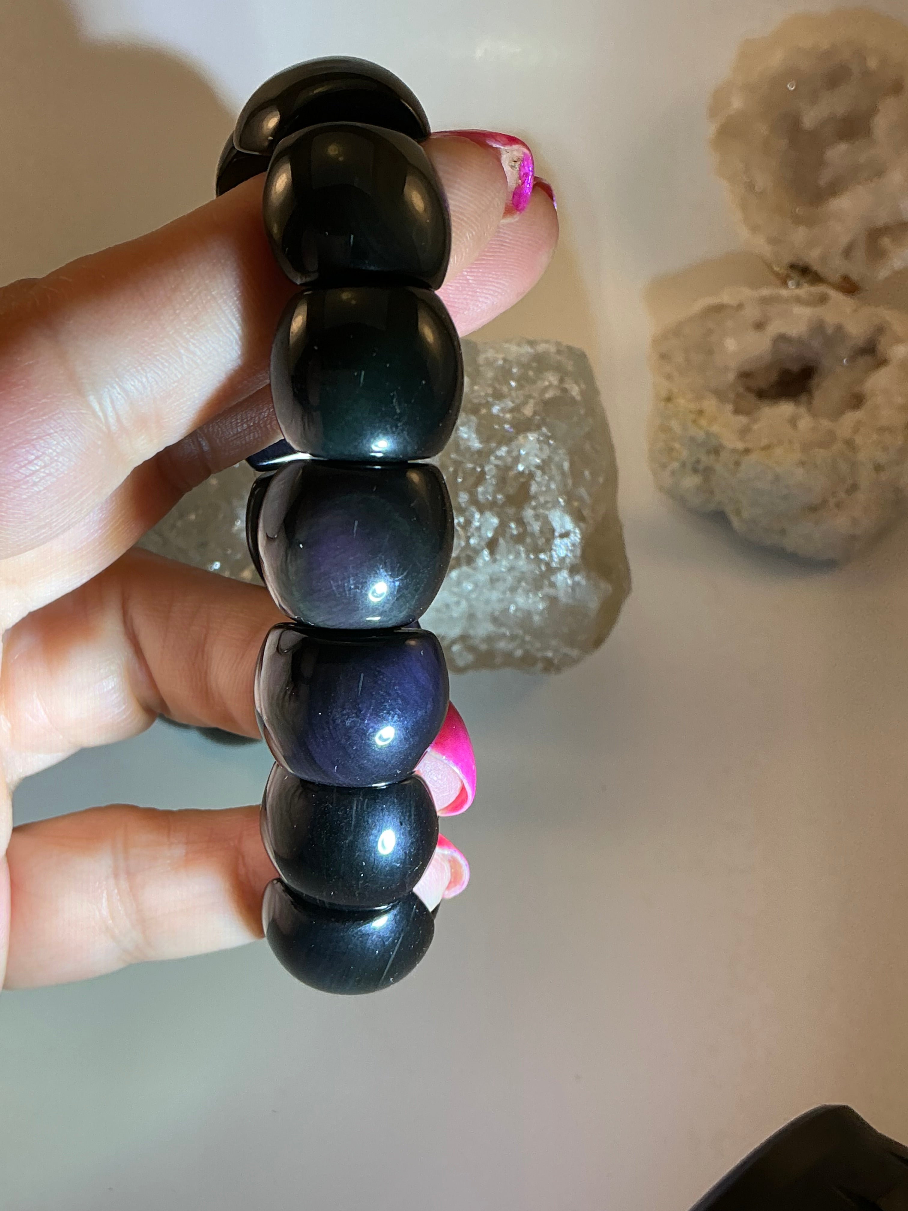 Rainbow Obsidian Gemstone Bangle Bracelet