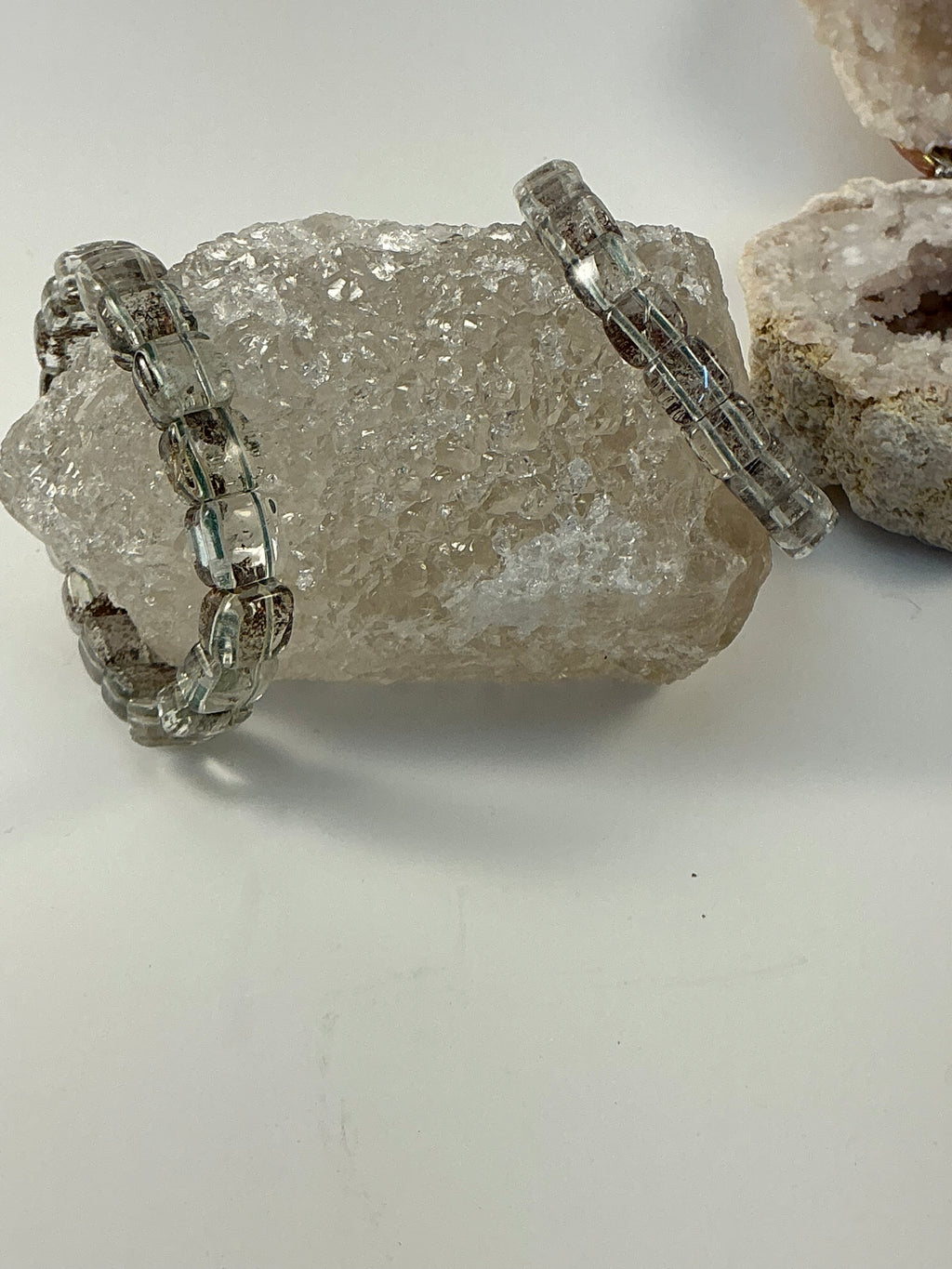 Garden Quartz Gemstone Soft Bangle Bracelet/ Lodolite Quartz Soft Bangle Bracelet