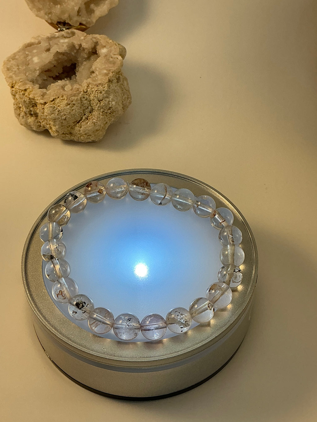 Herkimer Diamond Bracelet/ Petroleum Quartz