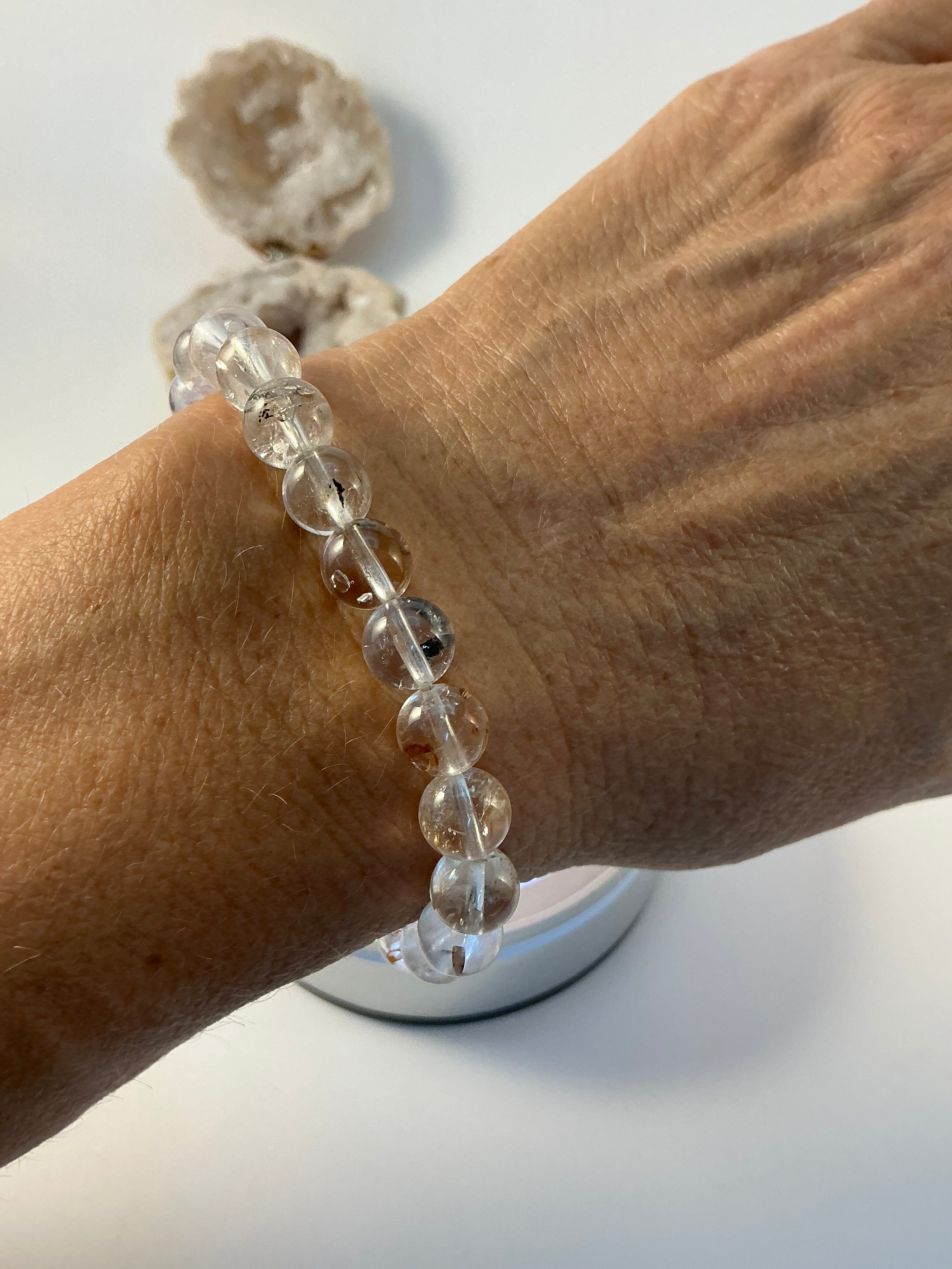 Herkimer Diamond Bracelet/ Petroleum Quartz