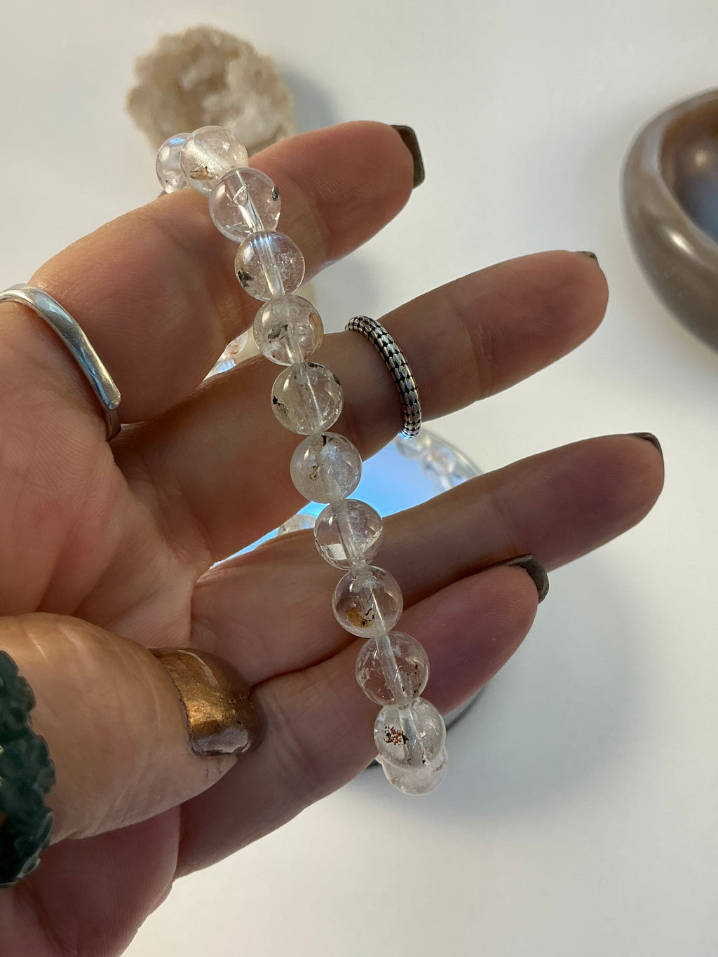 Herkimer Diamond Bracelet/ Petroleum Quartz