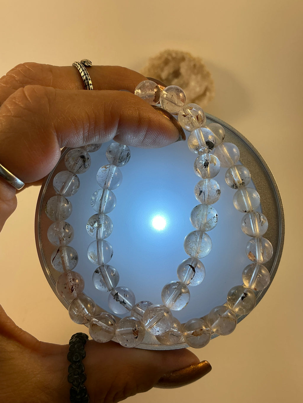 Herkimer Diamond Bracelet/ Petroleum Quartz